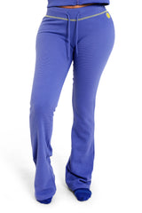 WAFFLE KNIT BOOT CUT PANTS (PERIWINKLE/YELLOW) - PRE-ORDER