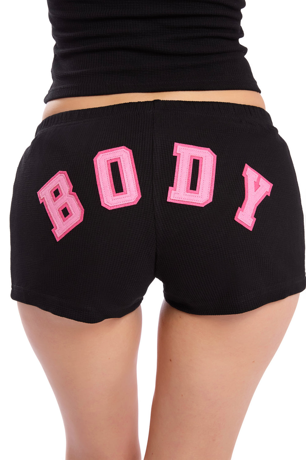 WAFFLE KNIT SHORTS (BLACK/PINK)