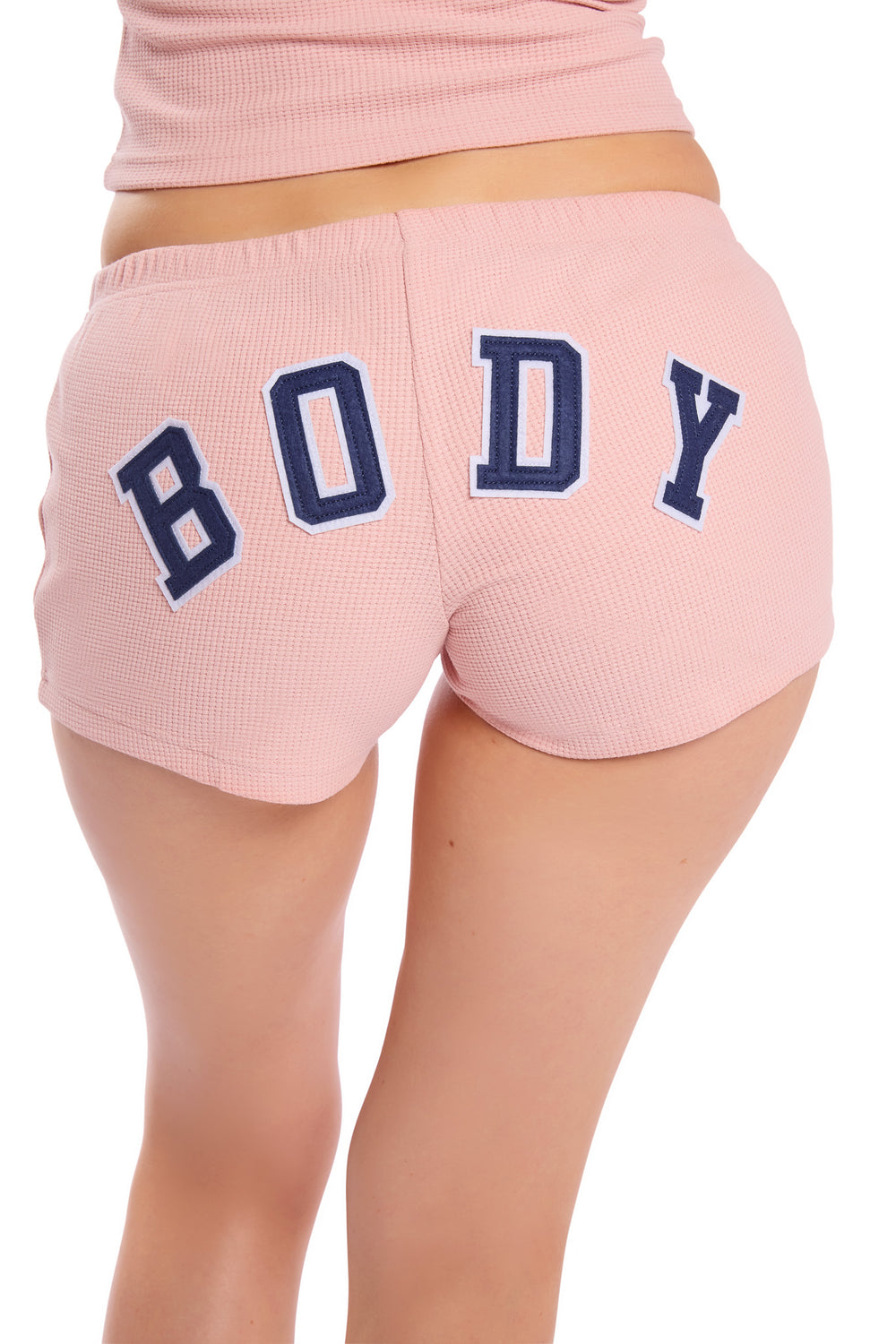 WAFFLE KNIT SHORTS (PASTEL PINK/NAVY)