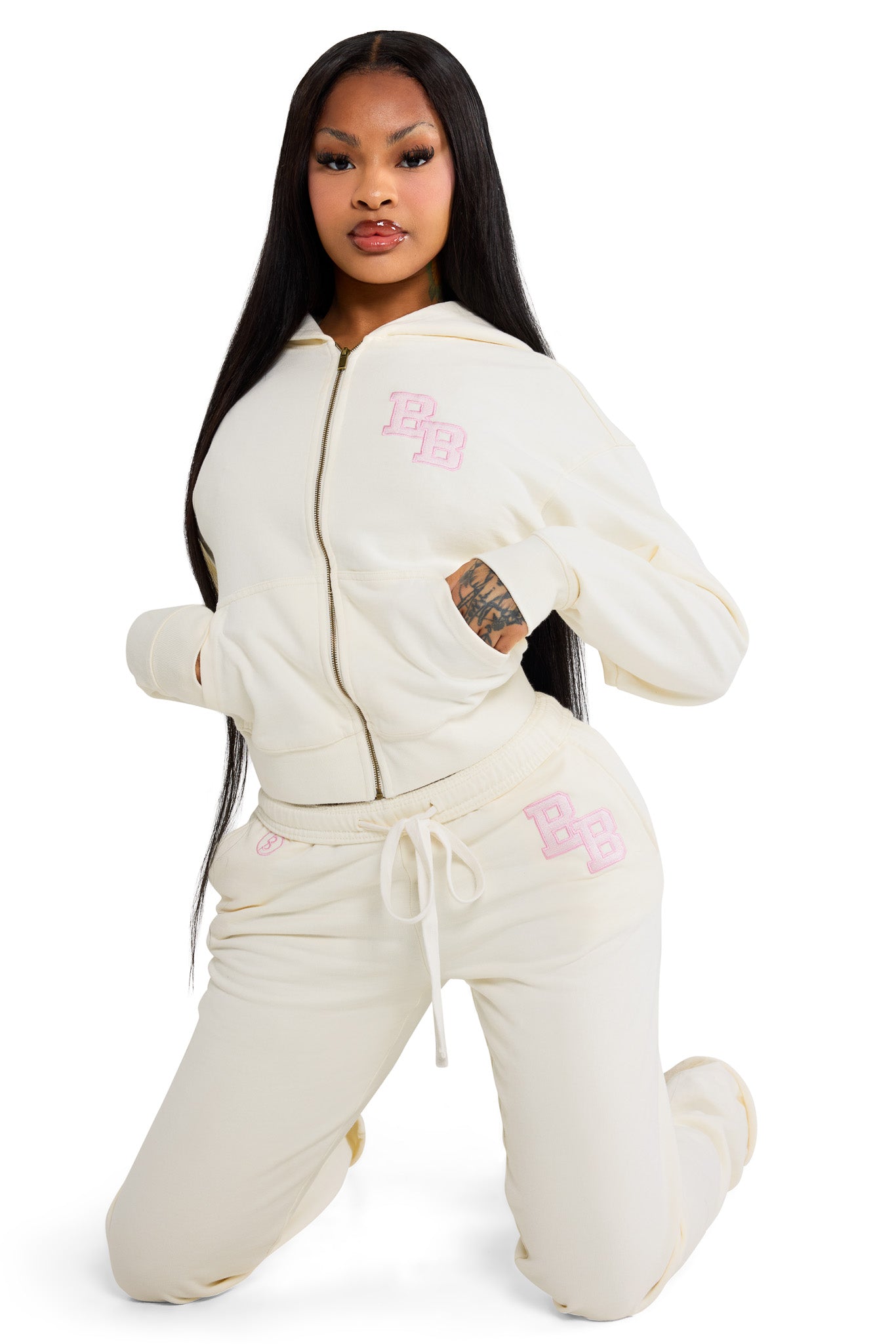 BODY UNIVERSITY HOODIE 2.0 (CREAM/PINK)