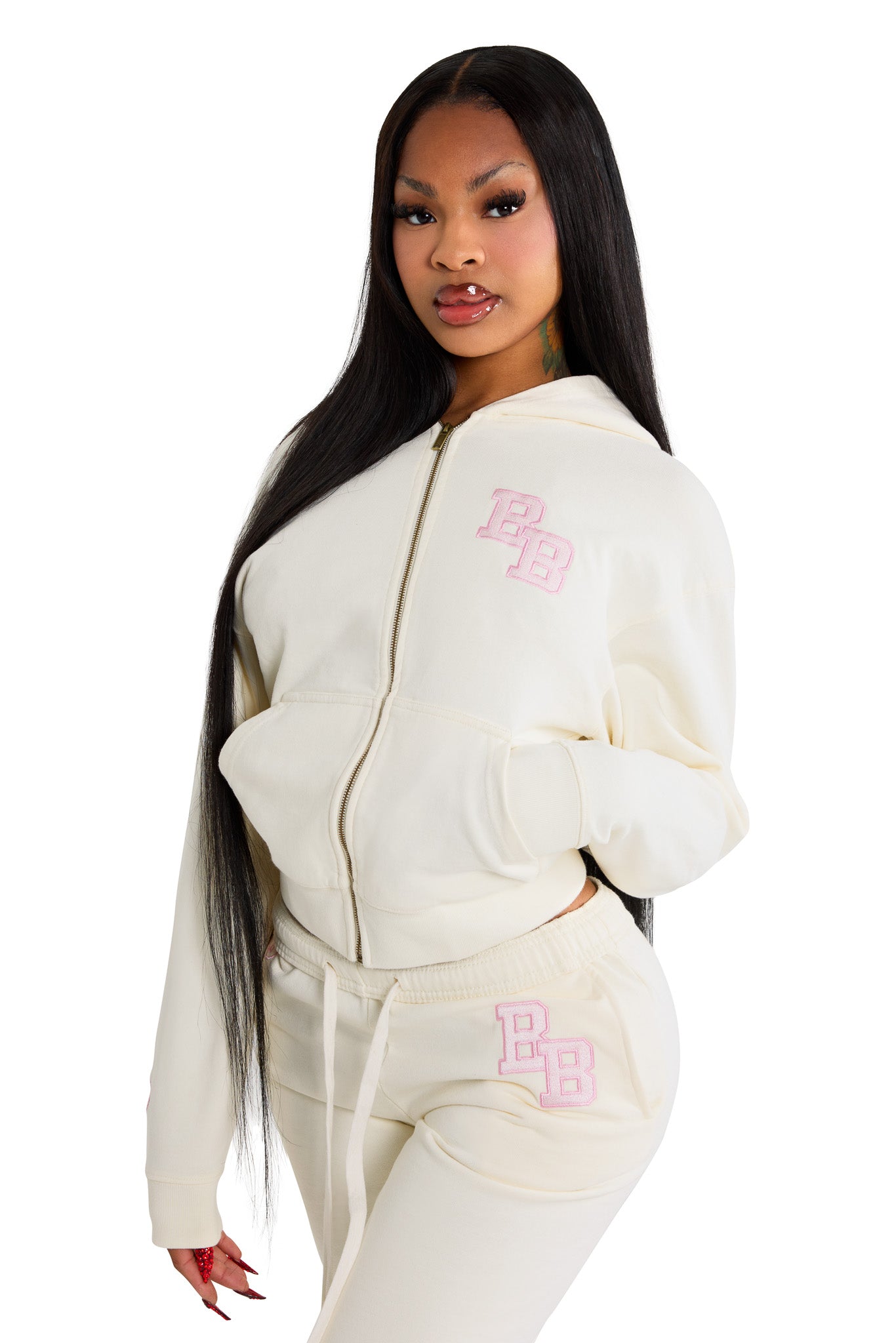 BODY UNIVERSITY HOODIE 2.0 (CREAM/PINK)