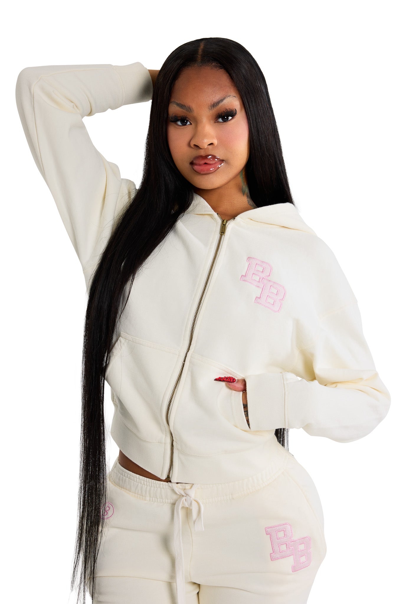 BODY UNIVERSITY HOODIE 2.0 (CREAM/PINK)