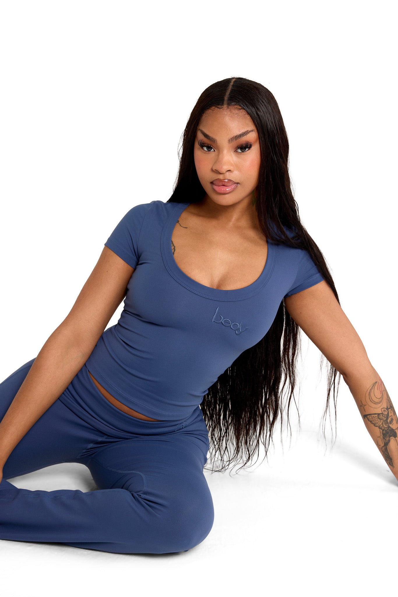 YOGA FULL LENGTH TOP VIBRANT NAVY Body by Raven Tracy