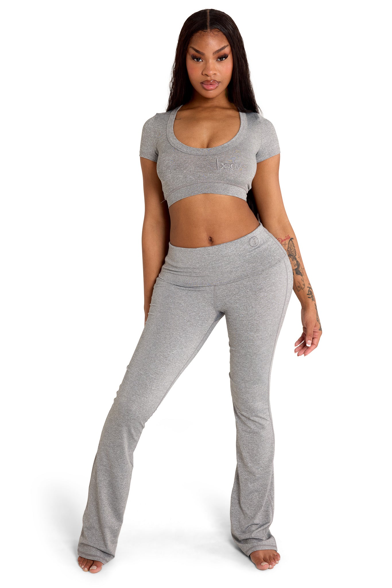 YOGA CROP TOP (HEATHER GREY)