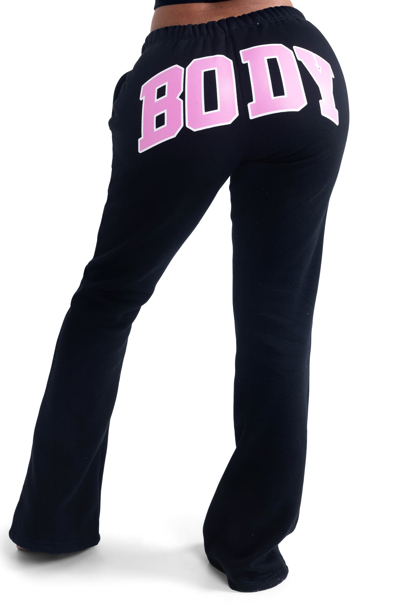 Pink and green body by Raven Tracy backshot offers sweatpants