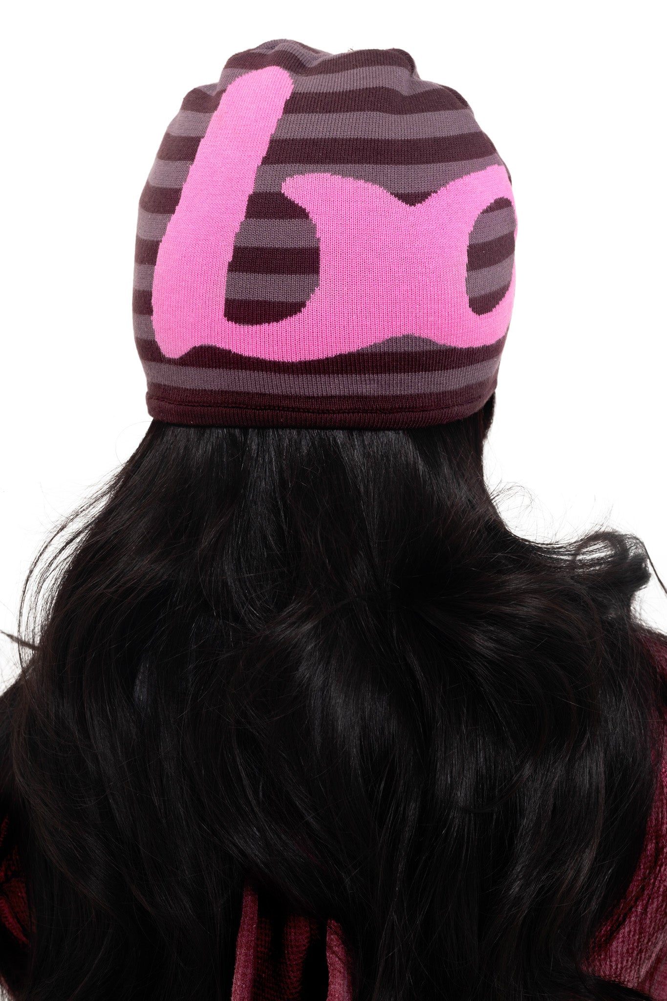 STRIPED KNIT BEANIE (MAGENTA/PINK)