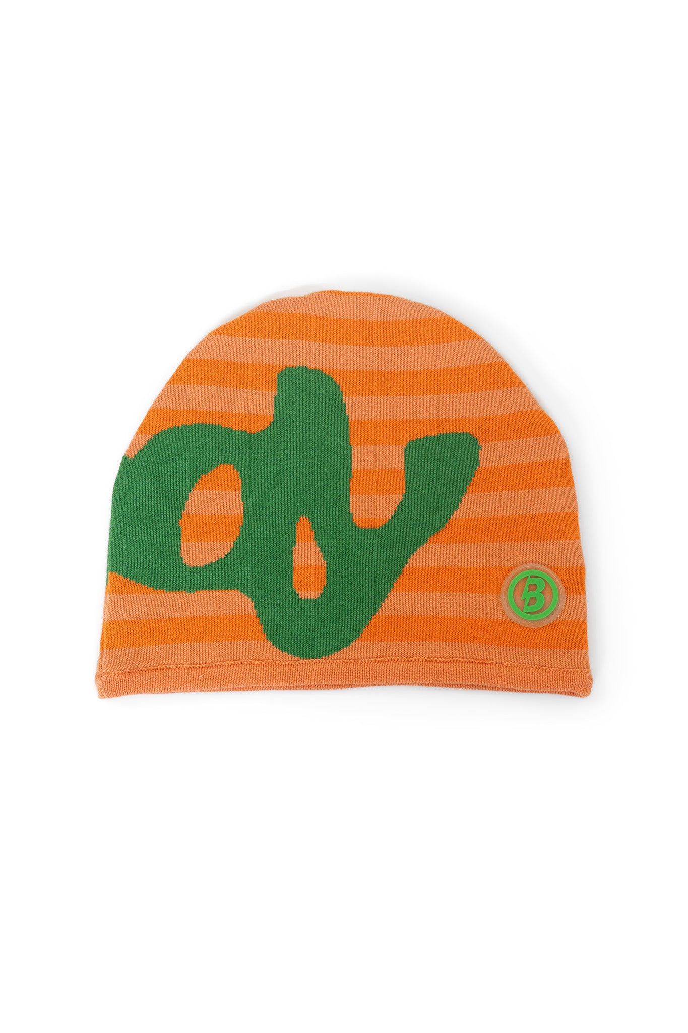 STRIPED KNIT BEANIE (ORANGE/GREEN)