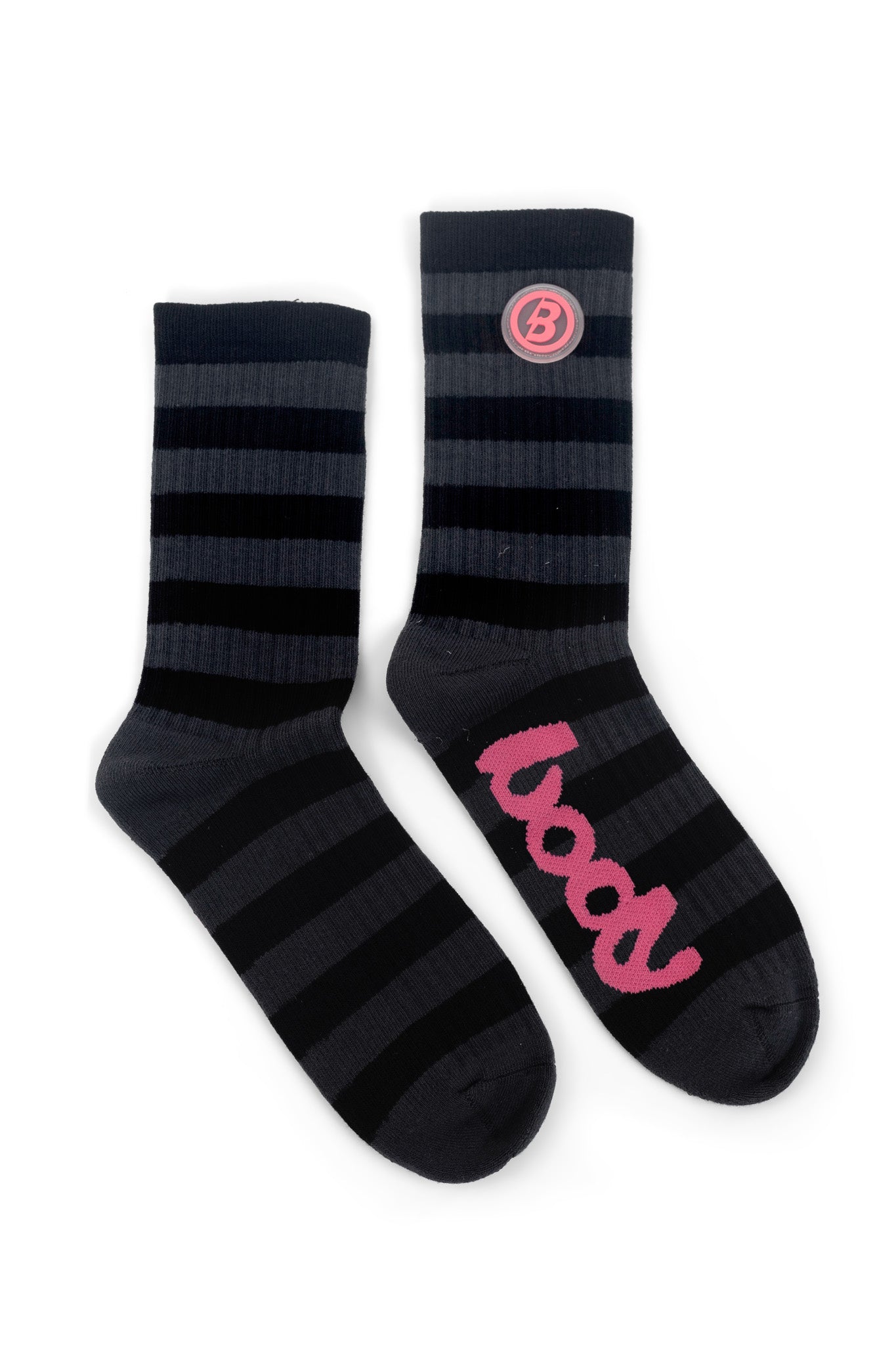 STRIPED KNIT SOCKS (BLACK/PINK)