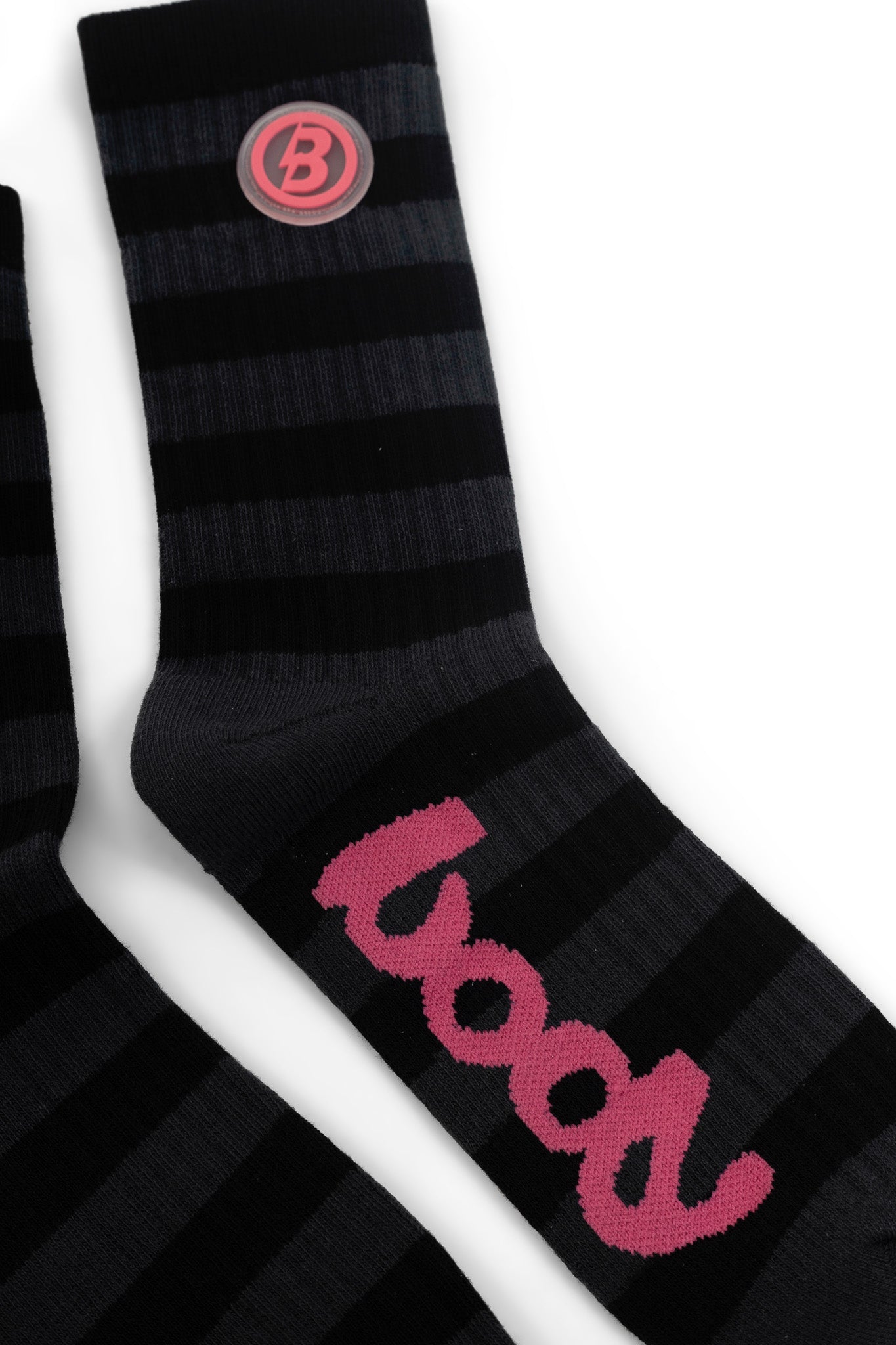 STRIPED KNIT SOCKS (BLACK/PINK)