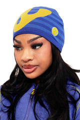 STRIPED KNIT BEANIE (PERIWINKLE/YELLOW)