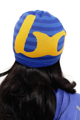 STRIPED KNIT BEANIE (PERIWINKLE/YELLOW)