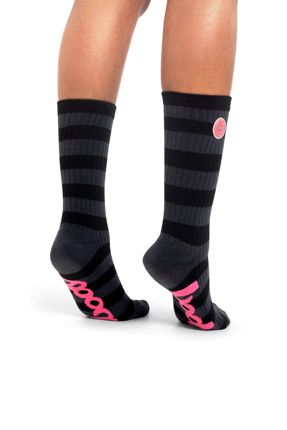 STRIPED KNIT SOCKS (BLACK/PINK)