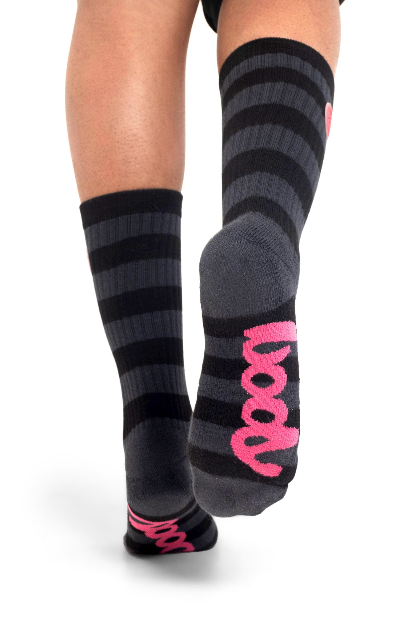 STRIPED KNIT SOCKS (BLACK/PINK)