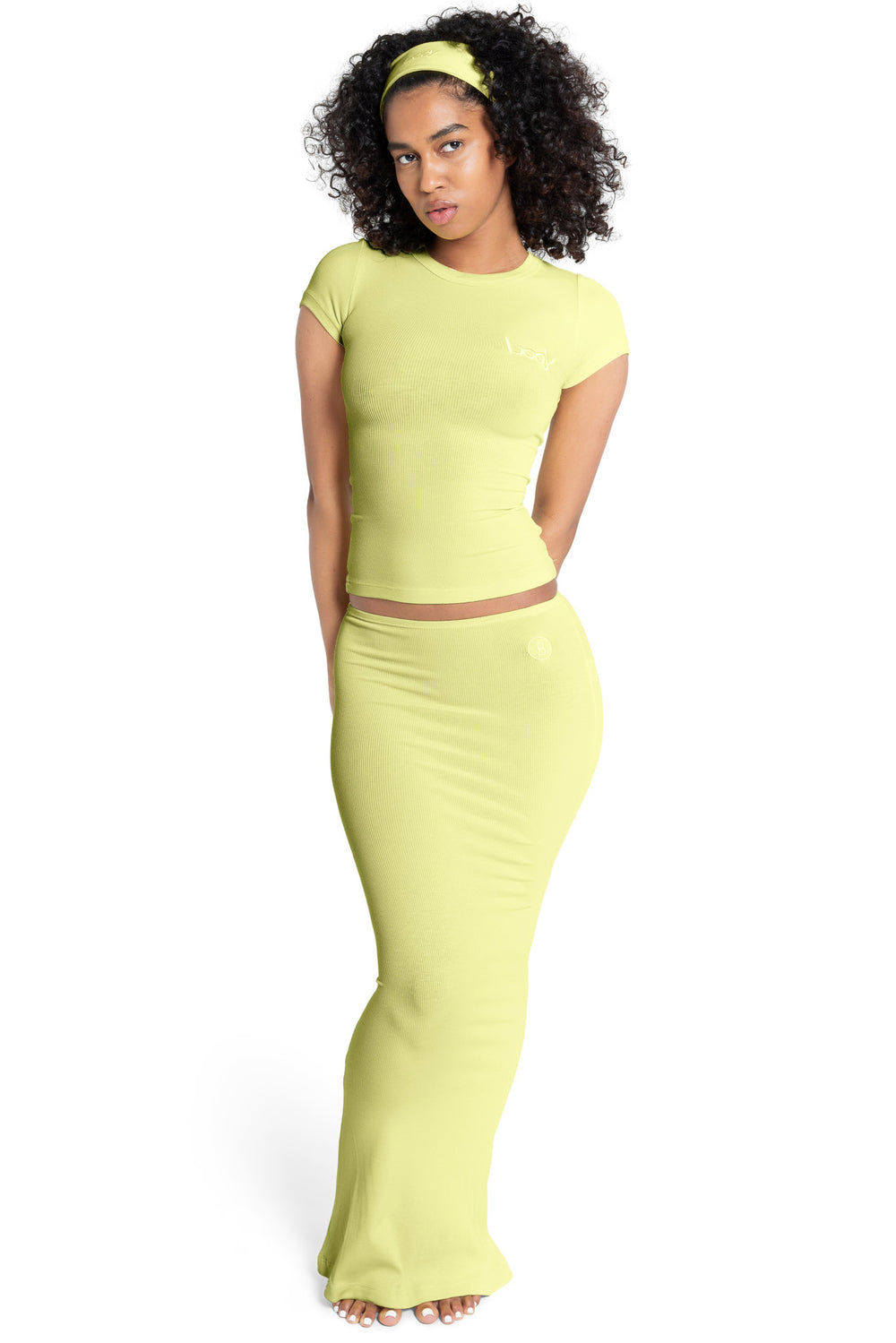 RIBBED MAXI SKIRT ESSENTIAL (BANANA)