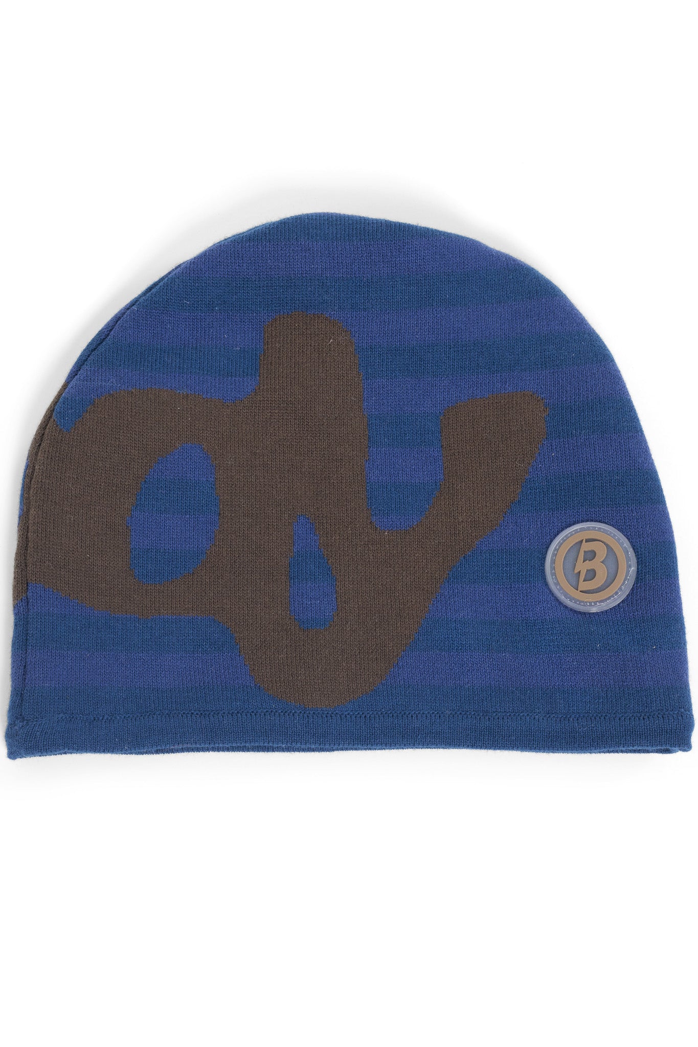 STRIPED KNIT BEANIE (NAVY/BROWN)