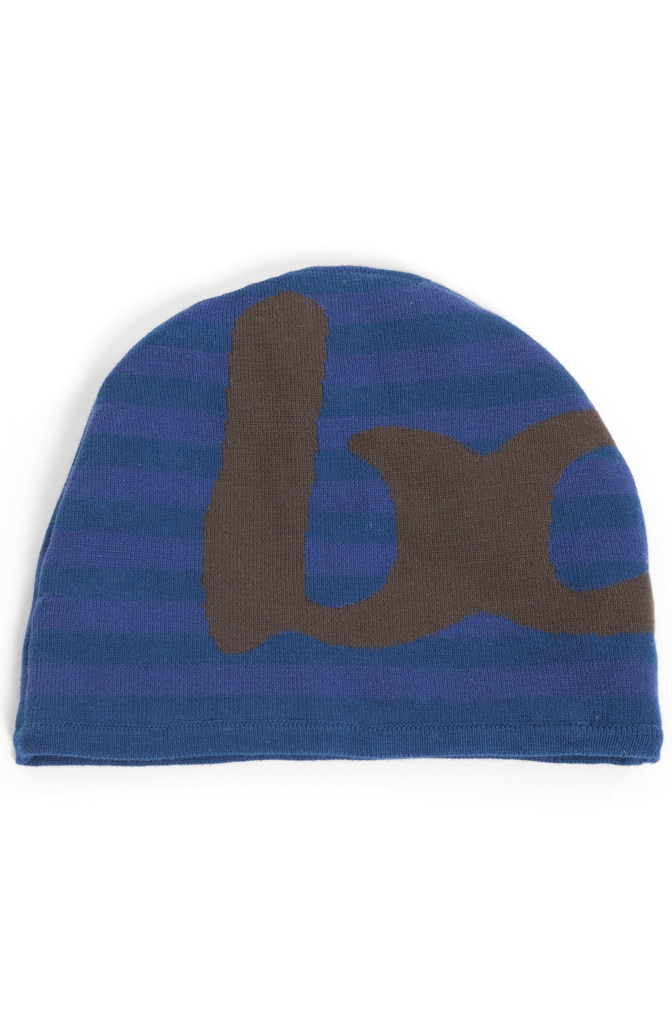 STRIPED KNIT BEANIE (NAVY/BROWN)