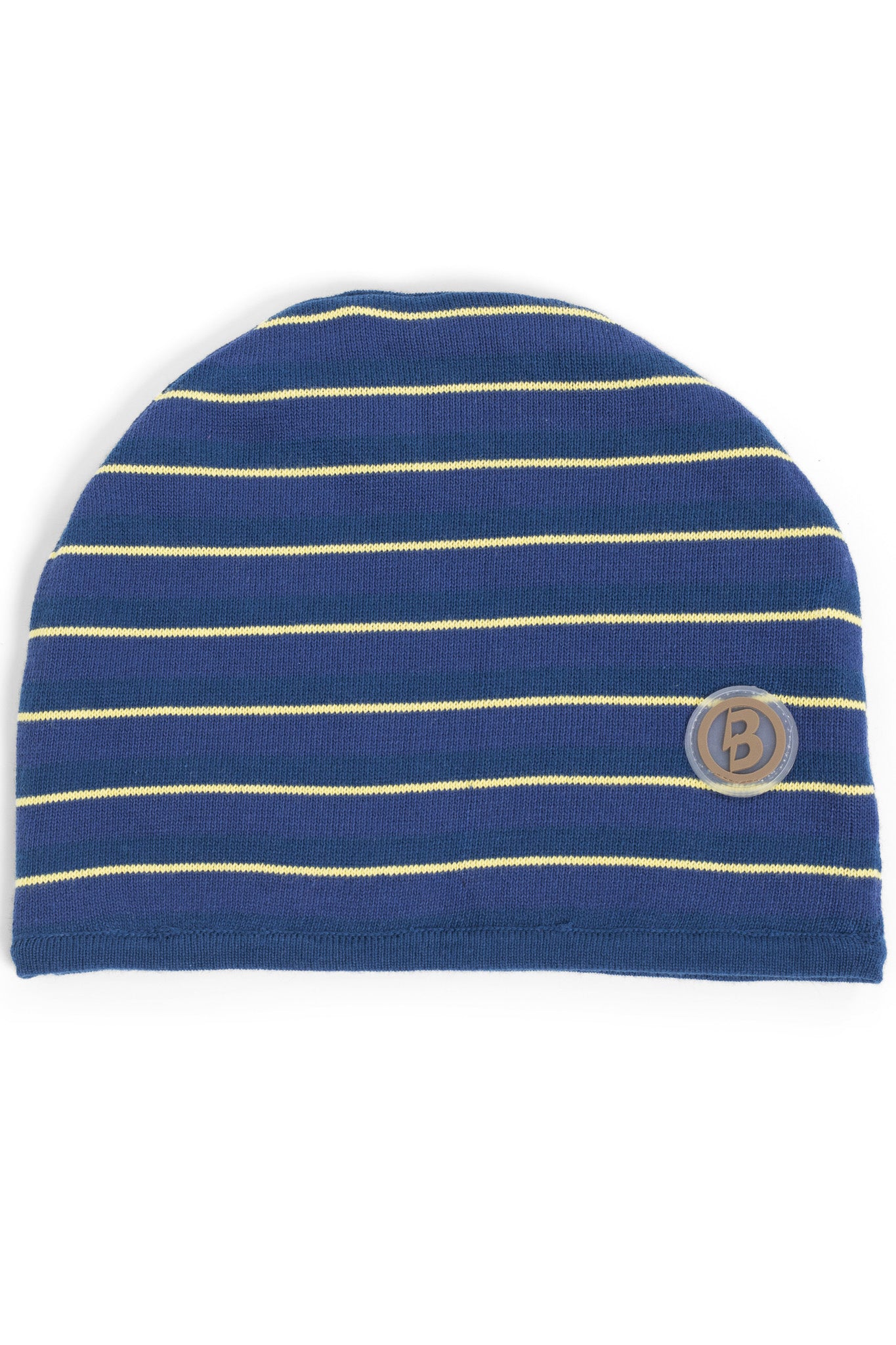 STRIPED KNIT BEANIE (NAVY/BROWN)