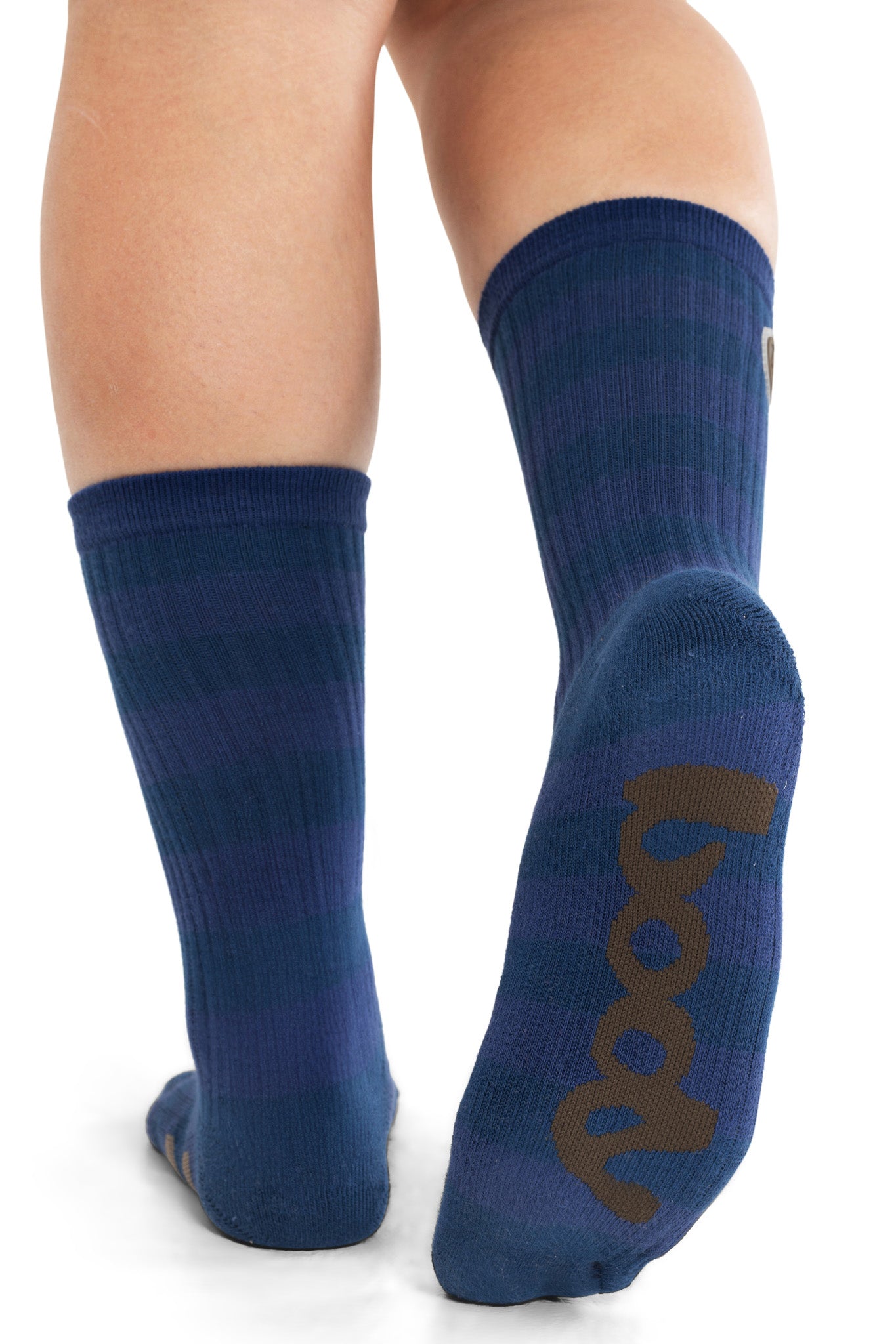 STRIPED KNIT SOCKS (NAVY/BROWN)