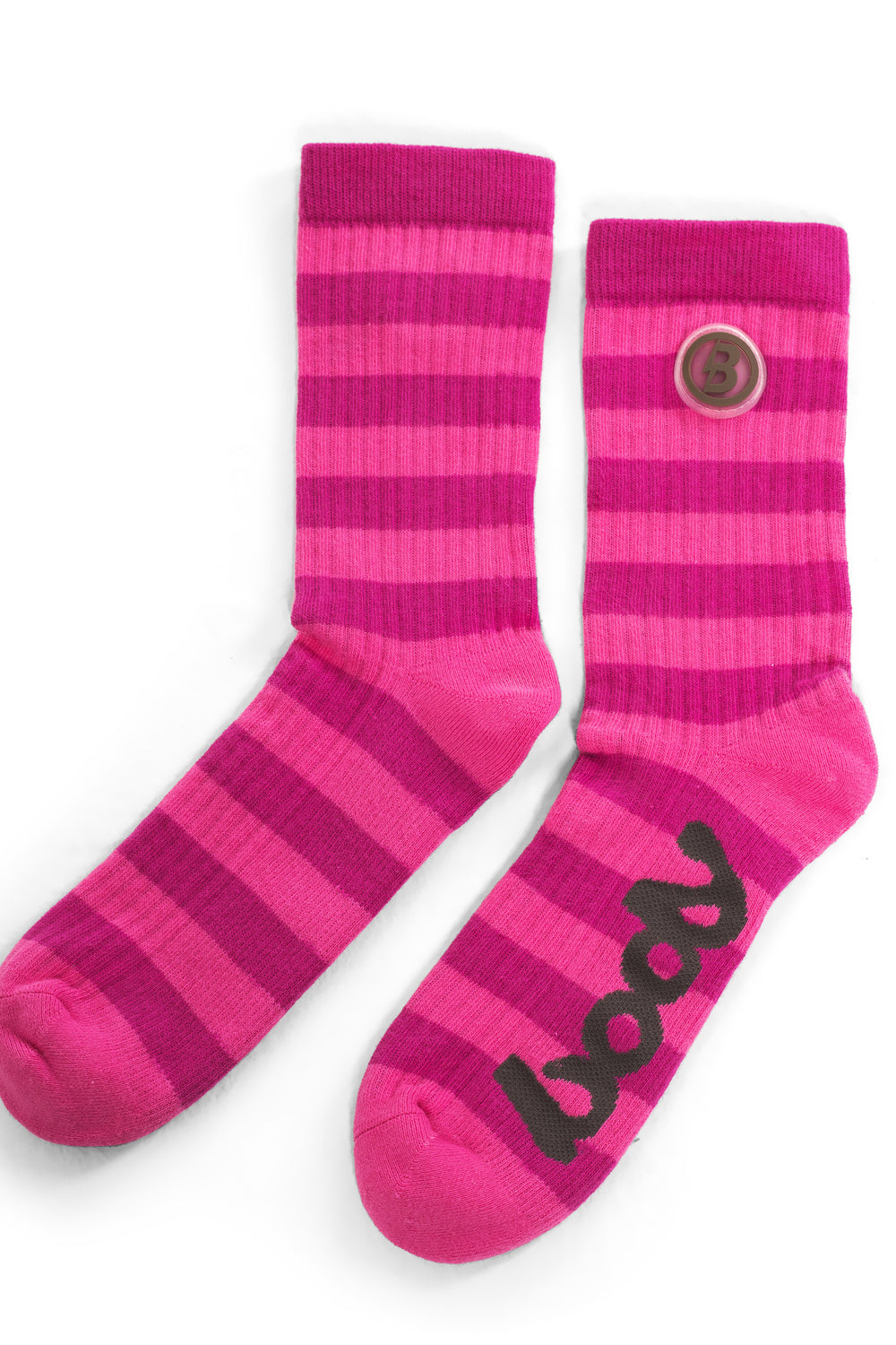 STRIPED KNIT SOCKS (PINK/BROWN)