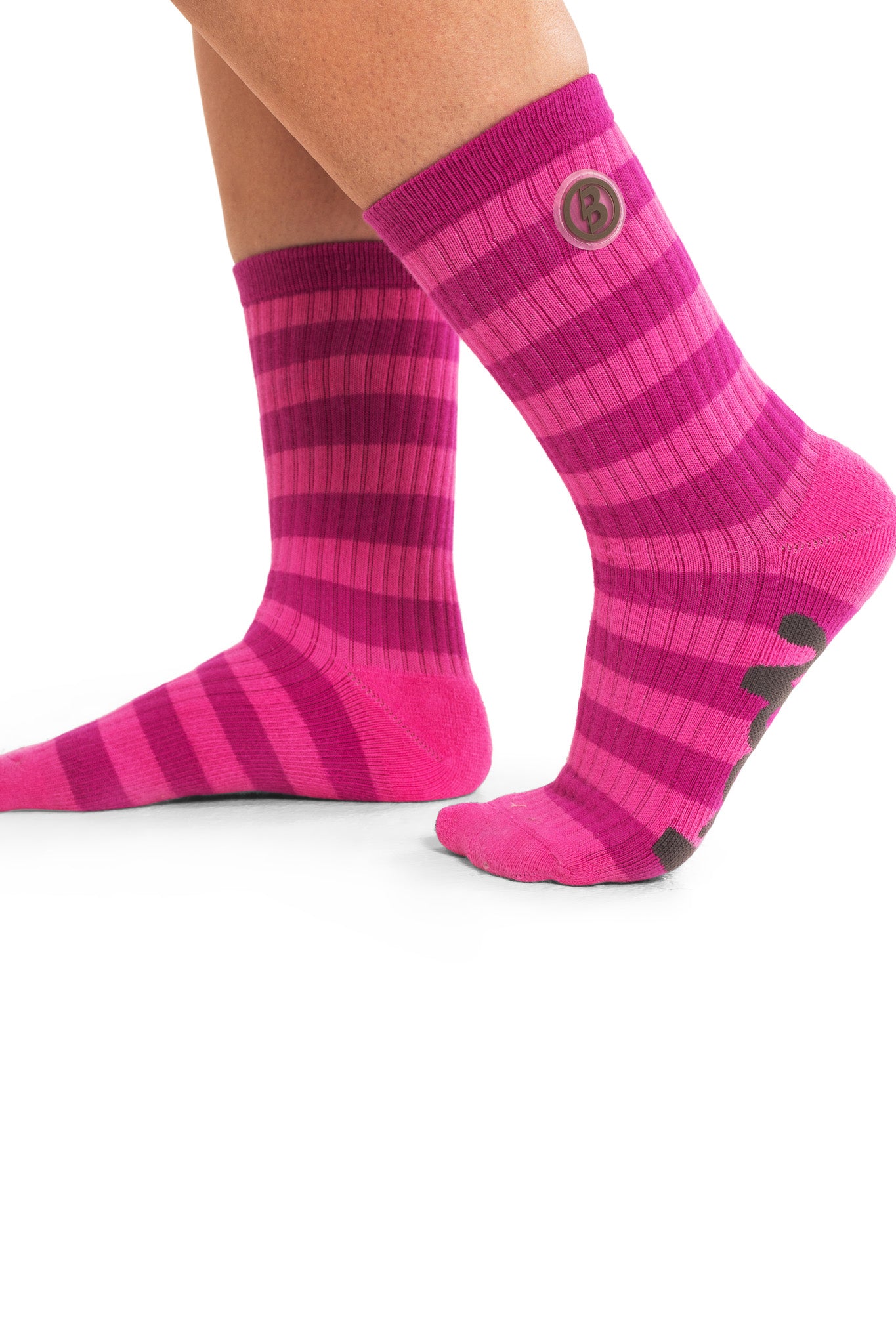 STRIPED KNIT SOCKS (PINK/BROWN)