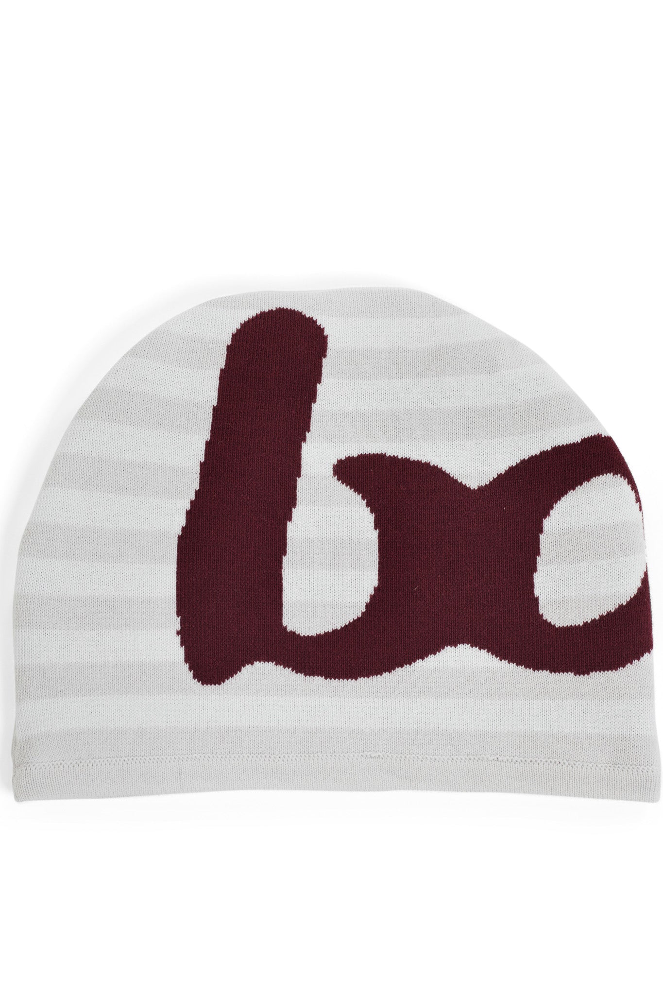 STRIPED KNIT BEANIE (HEATHER GREY/MAROON)