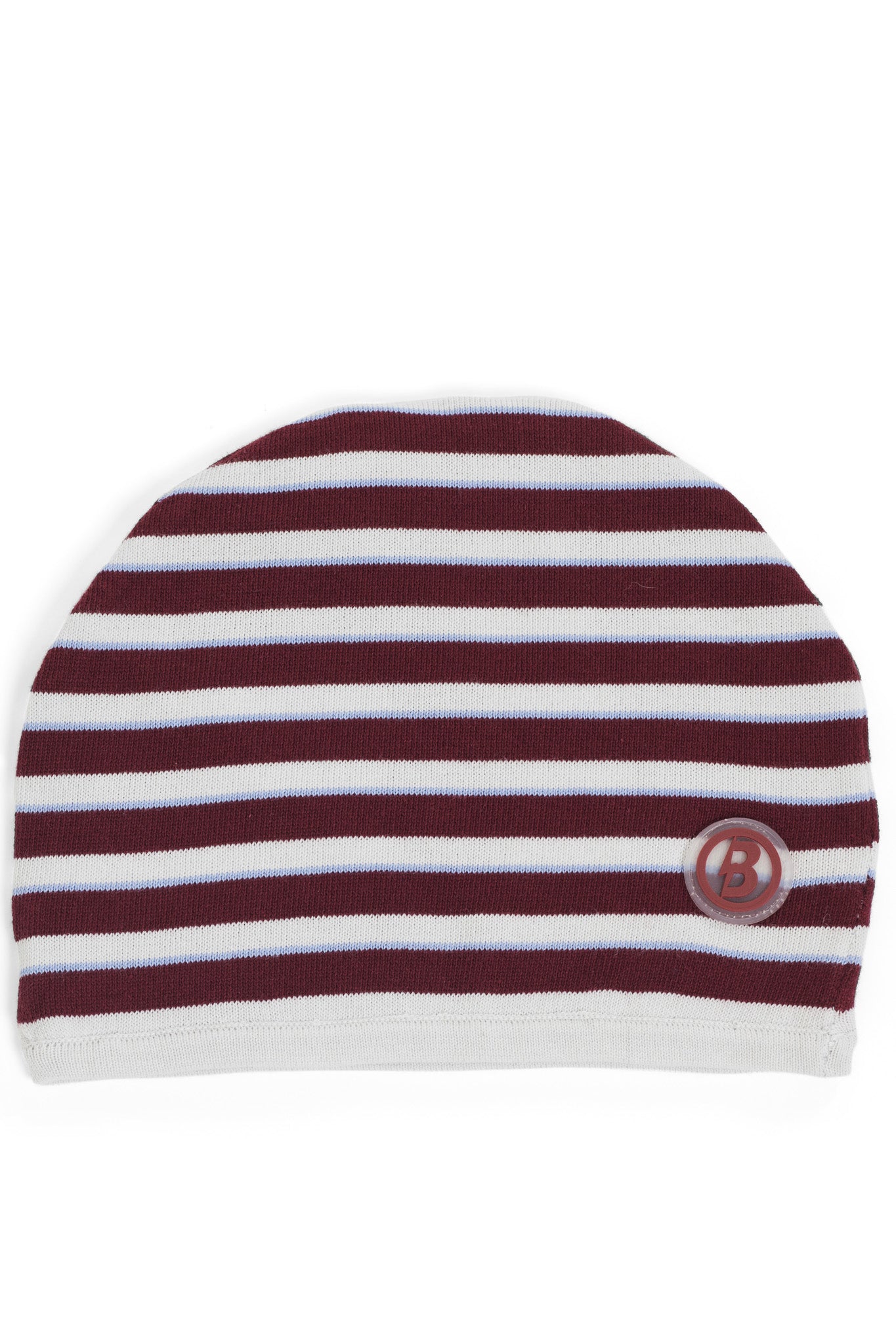 STRIPED KNIT BEANIE (HEATHER GREY/MAROON)