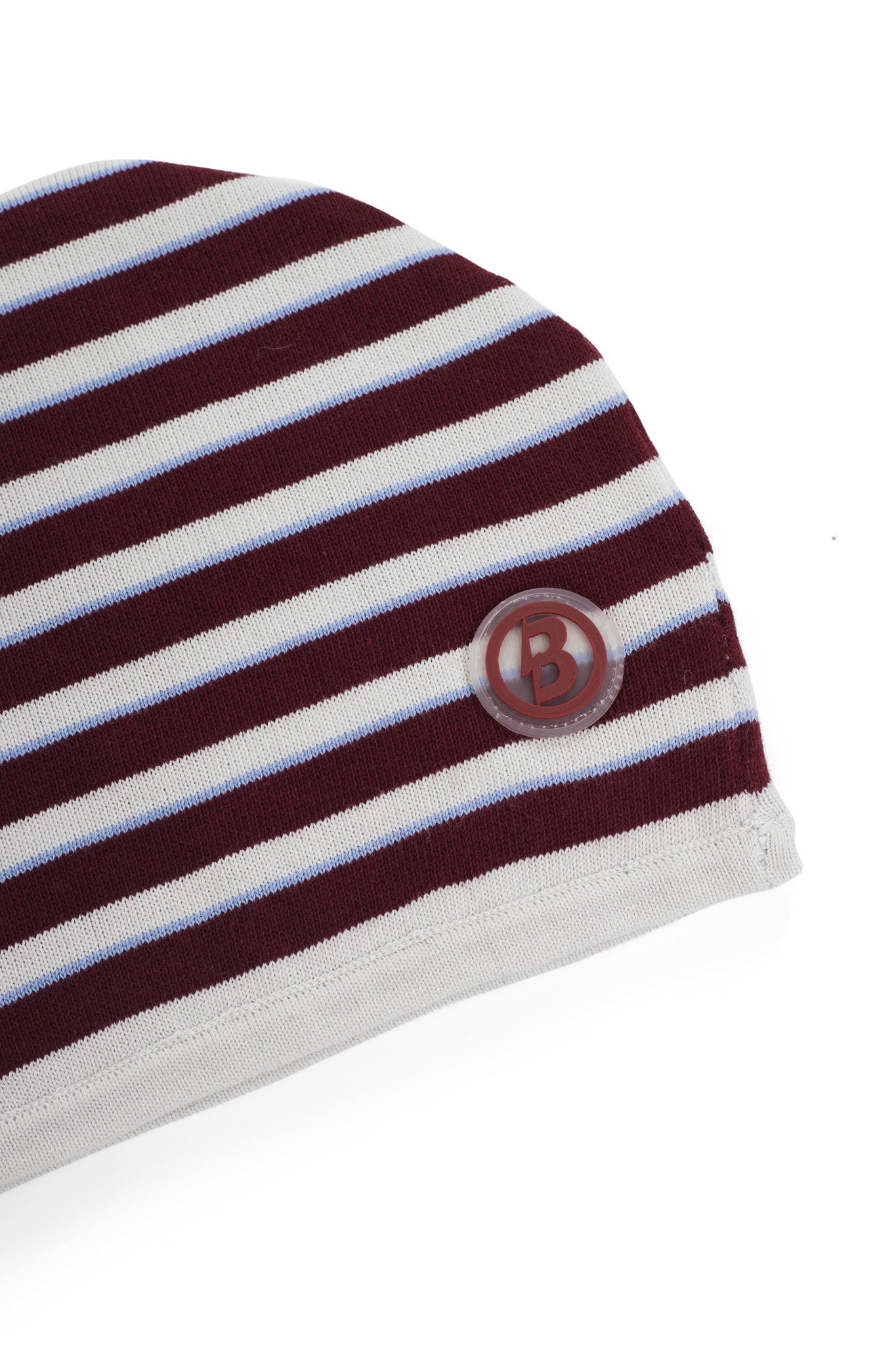 STRIPED KNIT BEANIE (HEATHER GREY/MAROON)