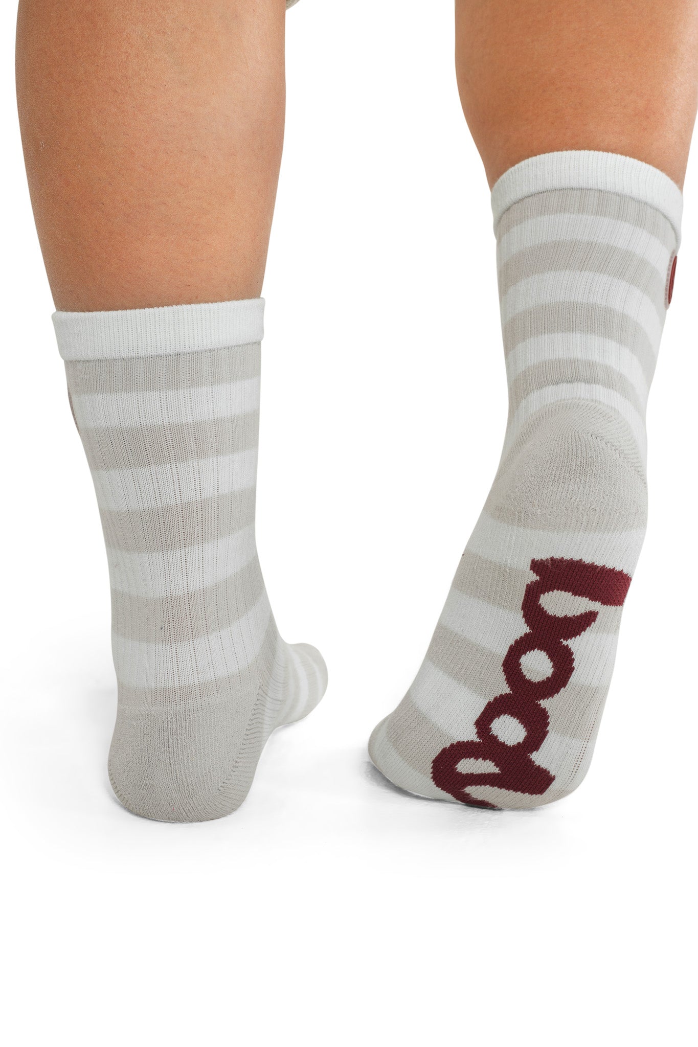 STRIPED KNIT SOCKS (HEATHER GREY/MAROON)