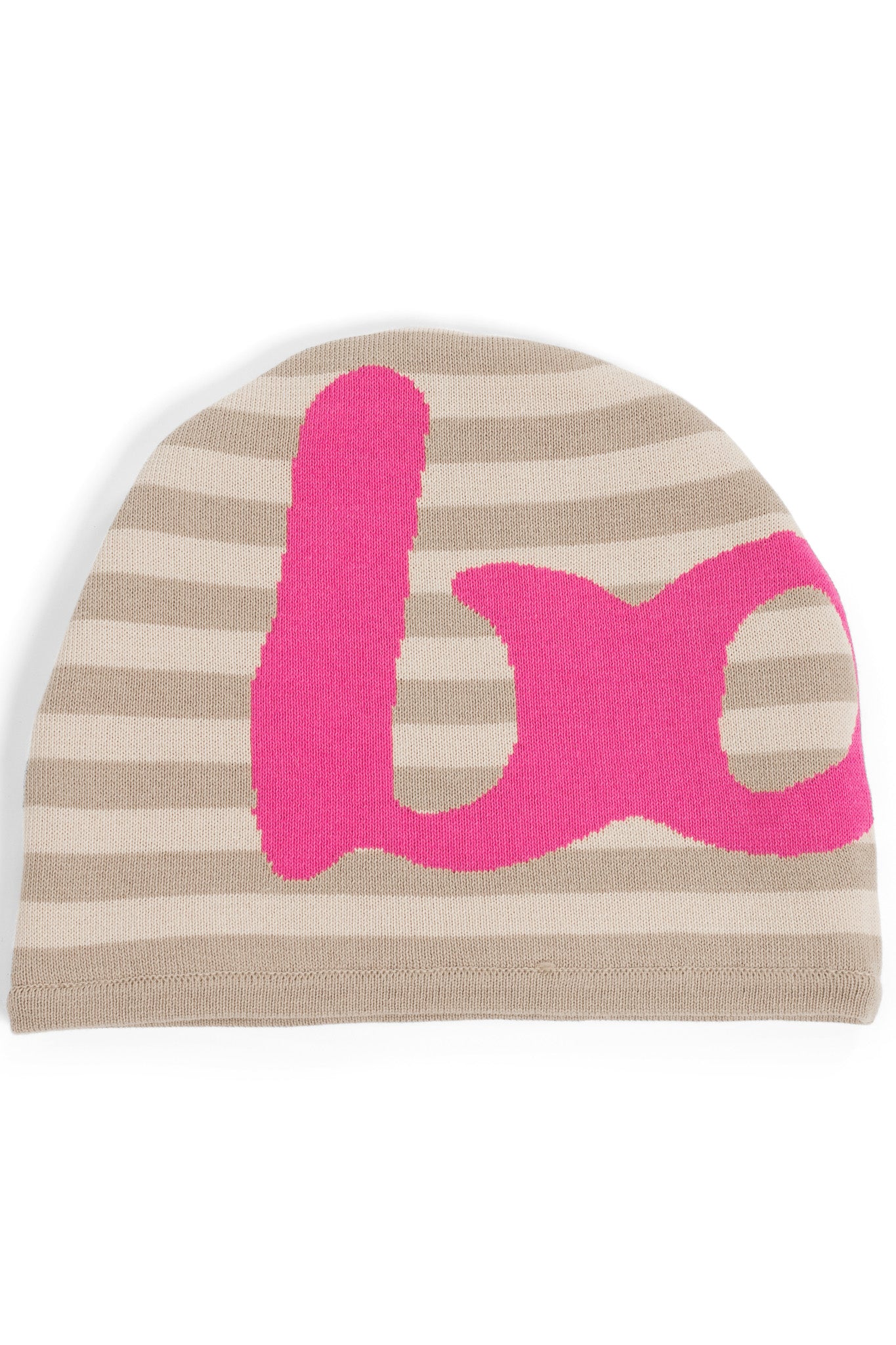 STRIPED KNIT BEANIE (CREAM/PINK)