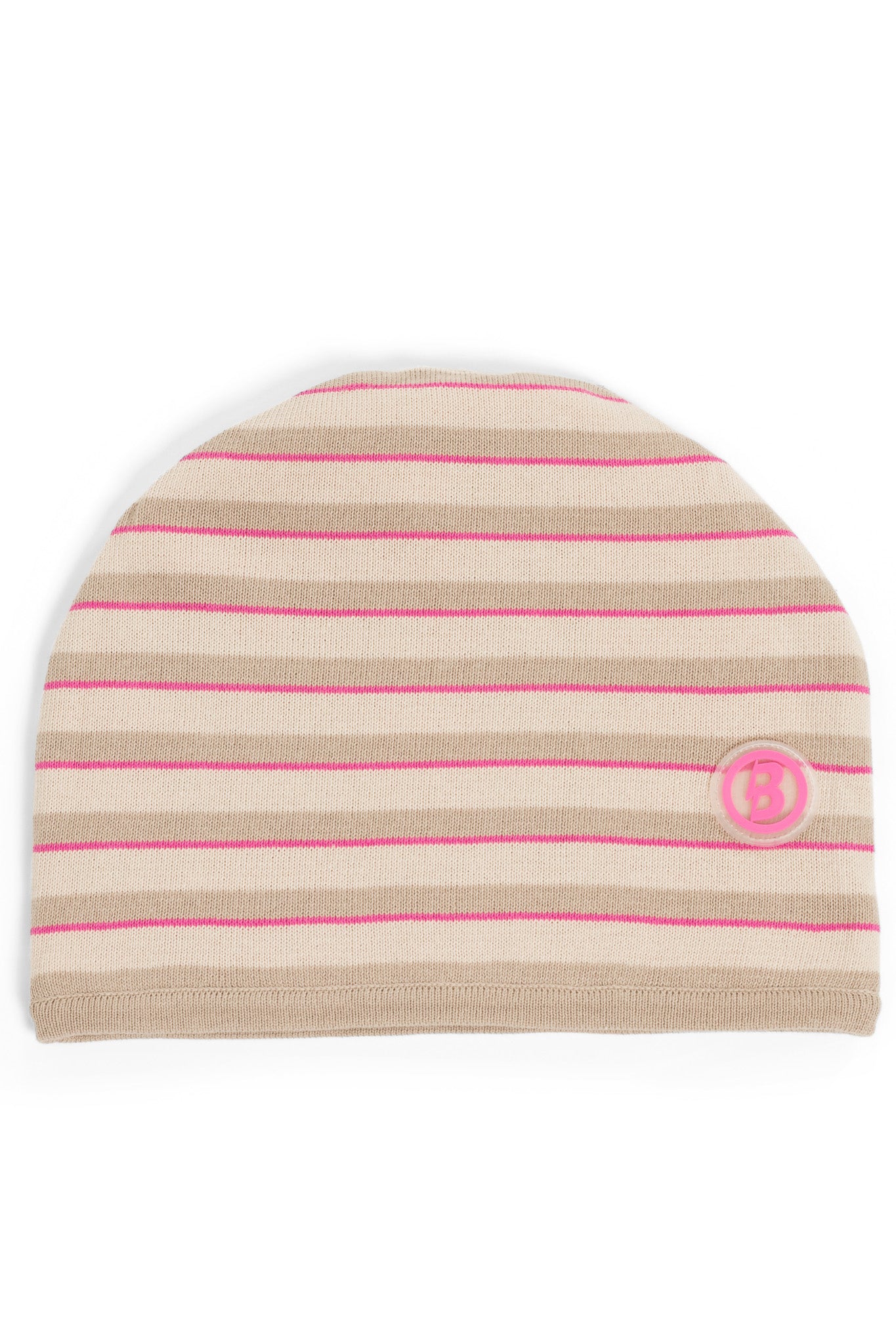 STRIPED KNIT BEANIE (CREAM/PINK)