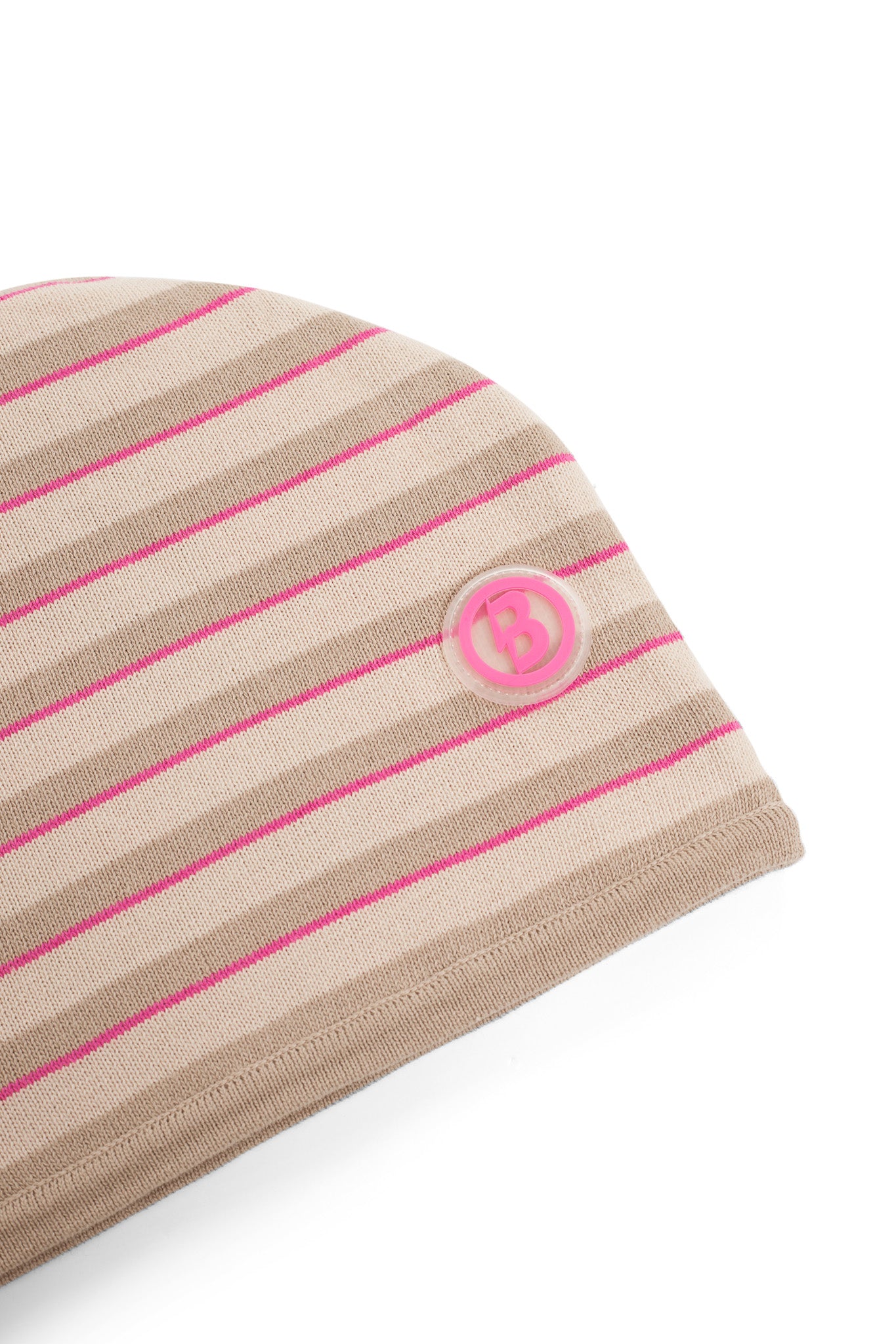 STRIPED KNIT BEANIE (CREAM/PINK)