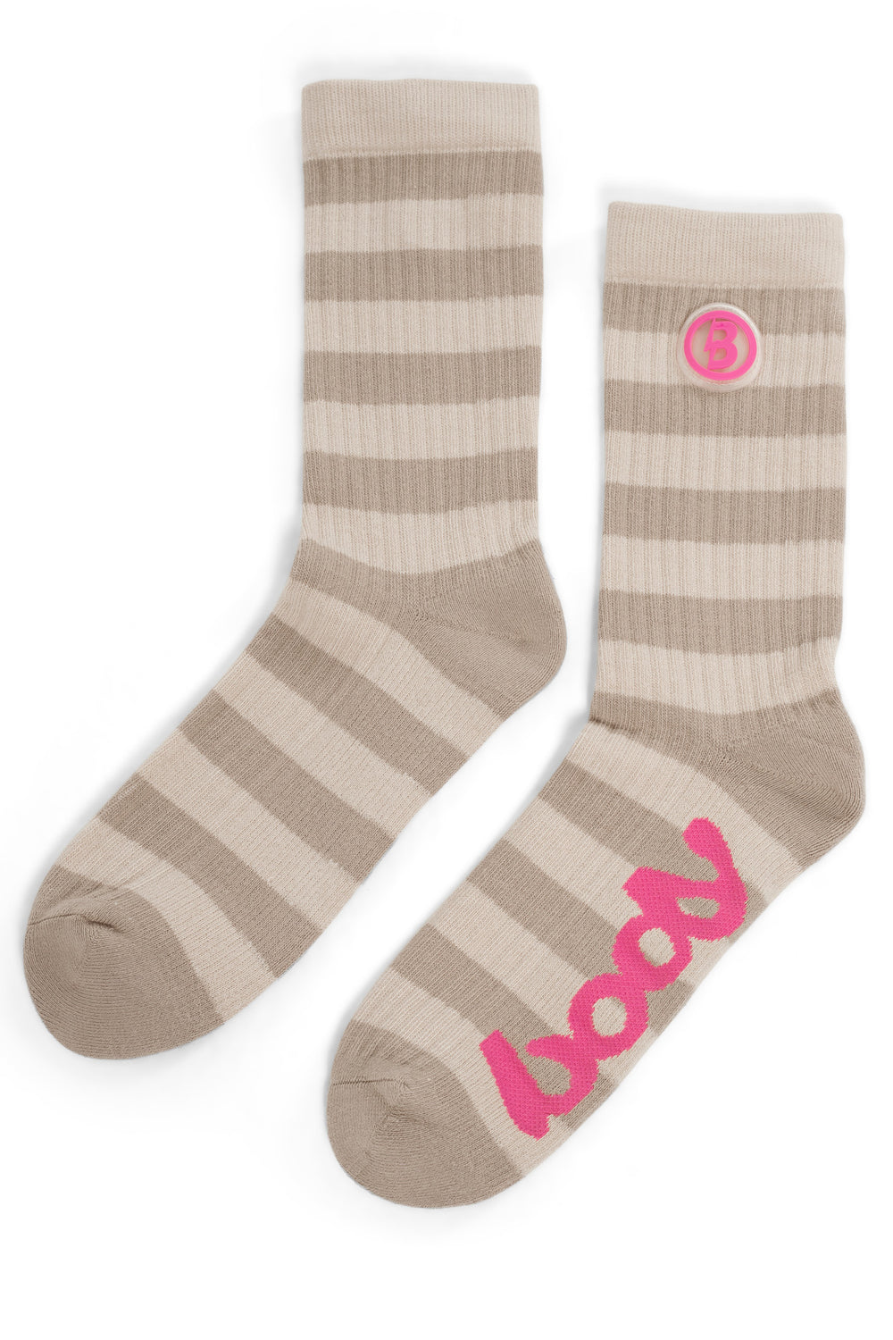 STRIPED KNIT SOCKS (CREAM/PINK)