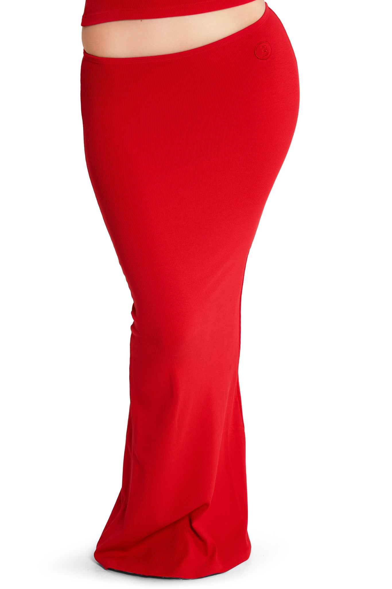 RIBBED MAXI SKIRT ESSENTIAL (FIRE RED)