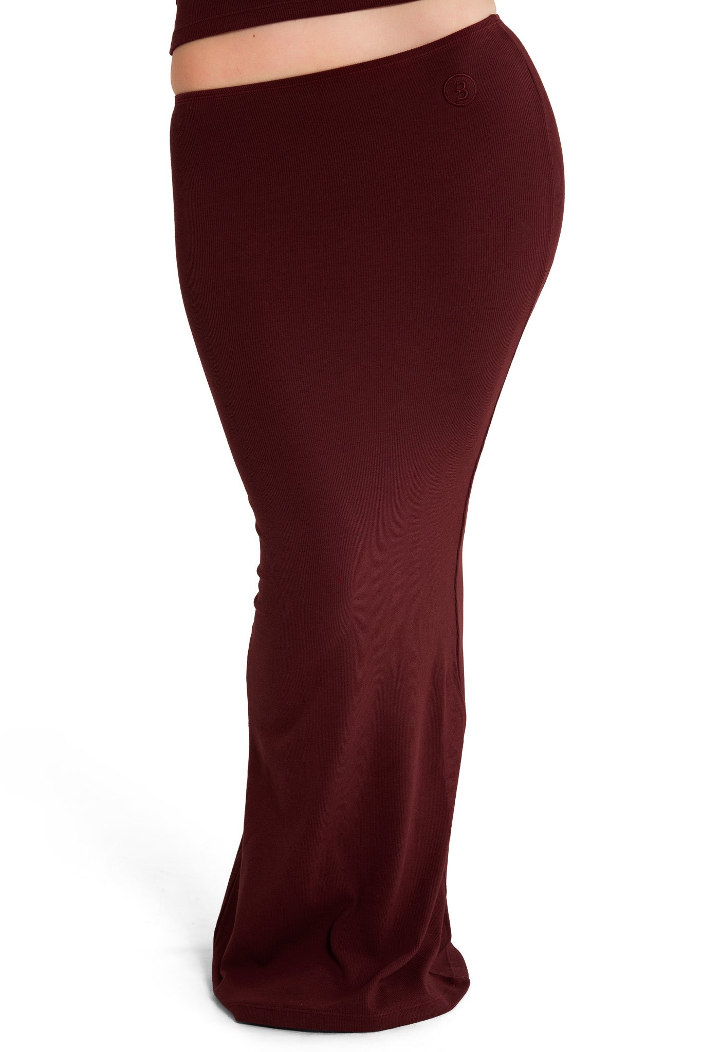 RIBBED MAXI SKIRT ESSENTIAL (BORDEAUX)