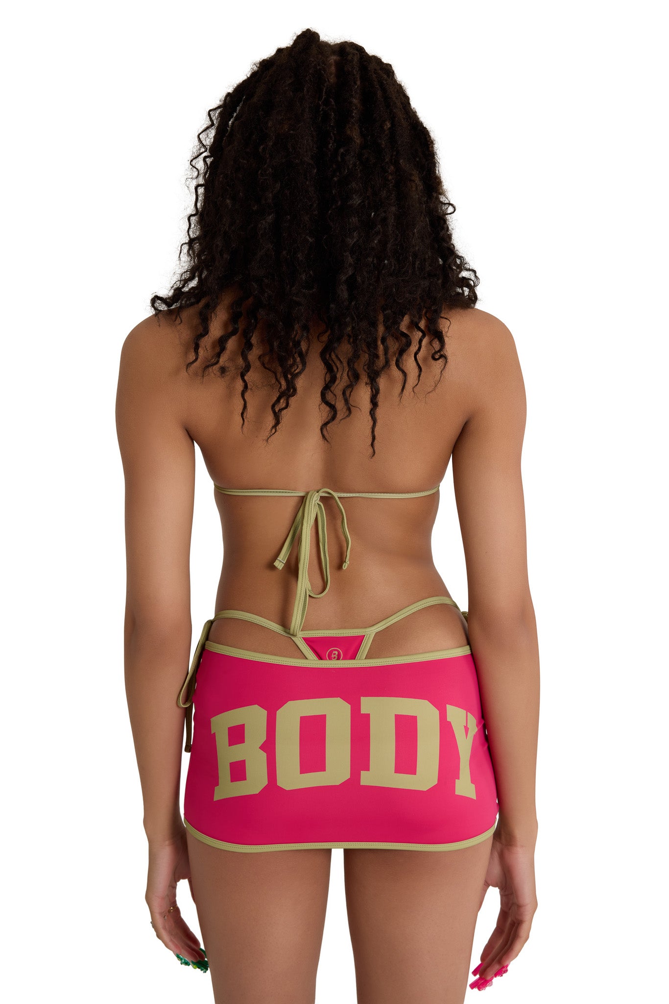 BACKSHOT SWIM SKIRT (PINK/OLIVE)