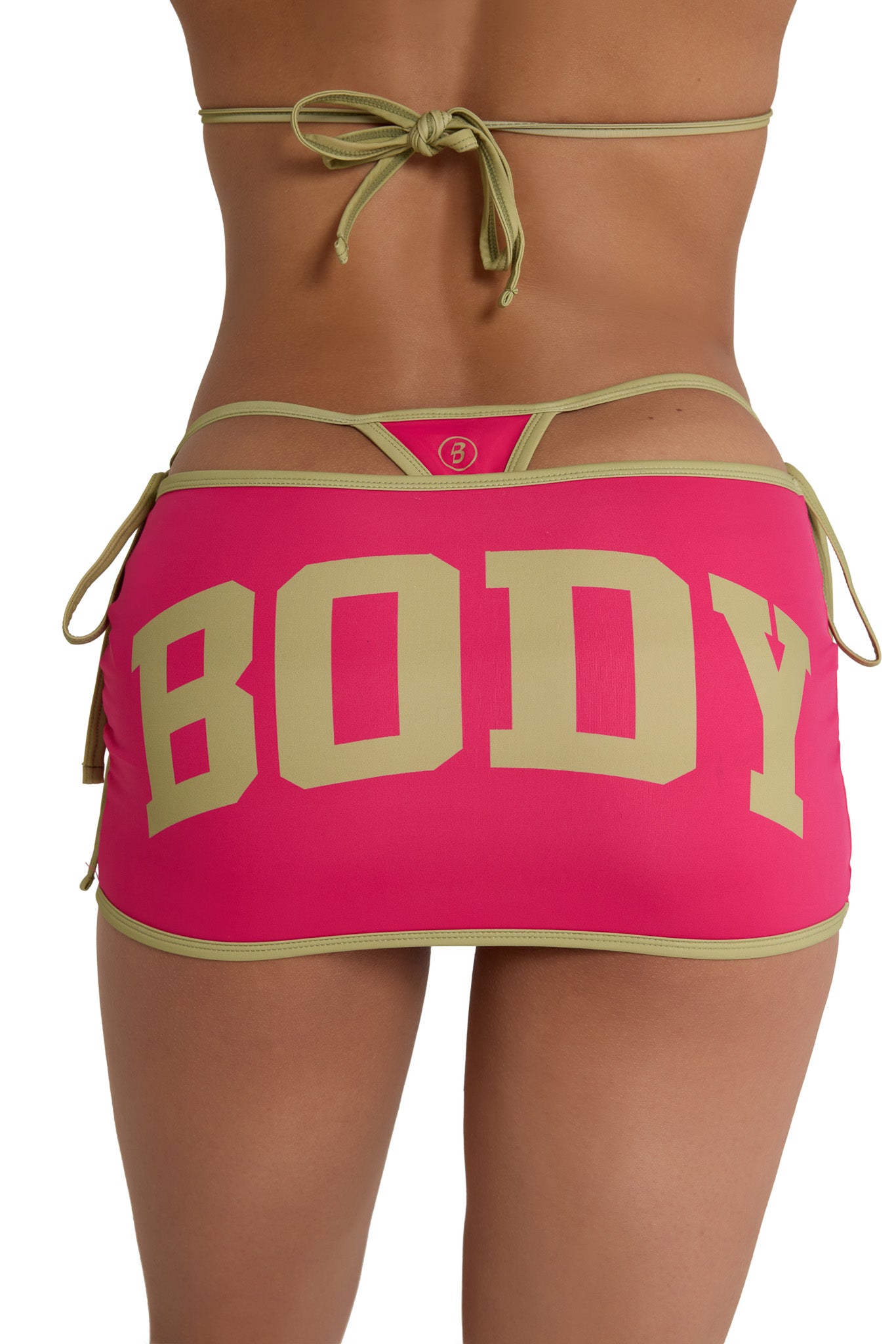 BACKSHOT SWIM SKIRT (PINK/OLIVE)