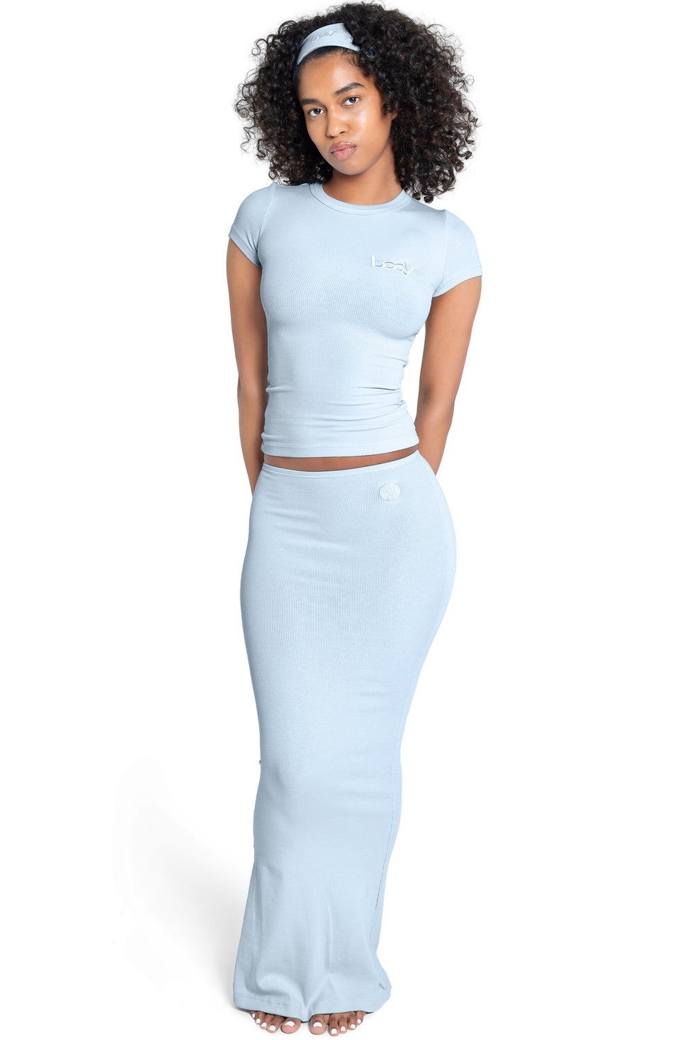 RIBBED MAXI SKIRT ESSENTIAL (ICE)