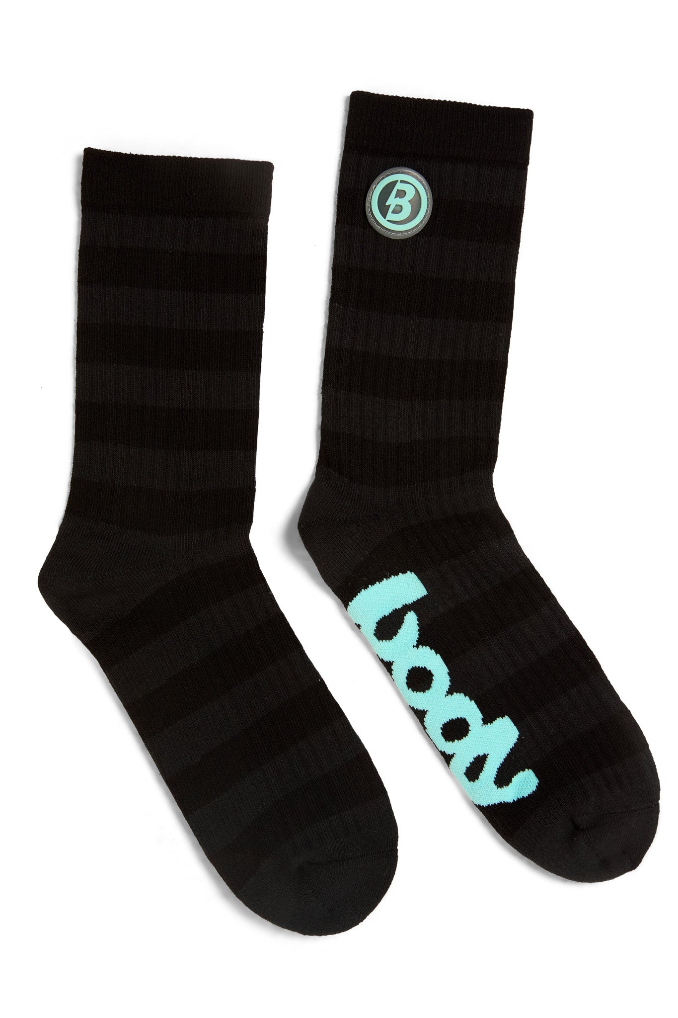 STRIPED KNIT SOCKS (BLACK/TIFFANY BLUE)