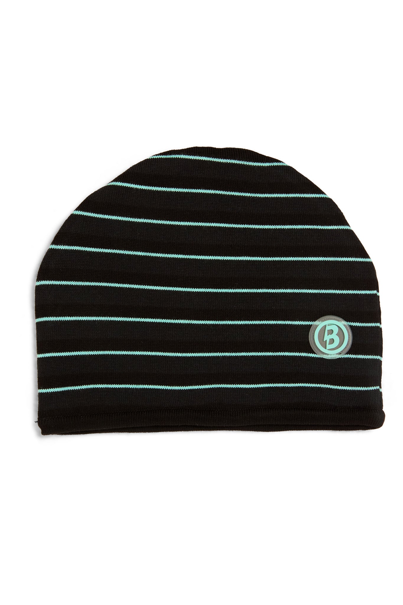 STRIPED KNIT BEANIE (BLACK/TIFFANY BLUE)