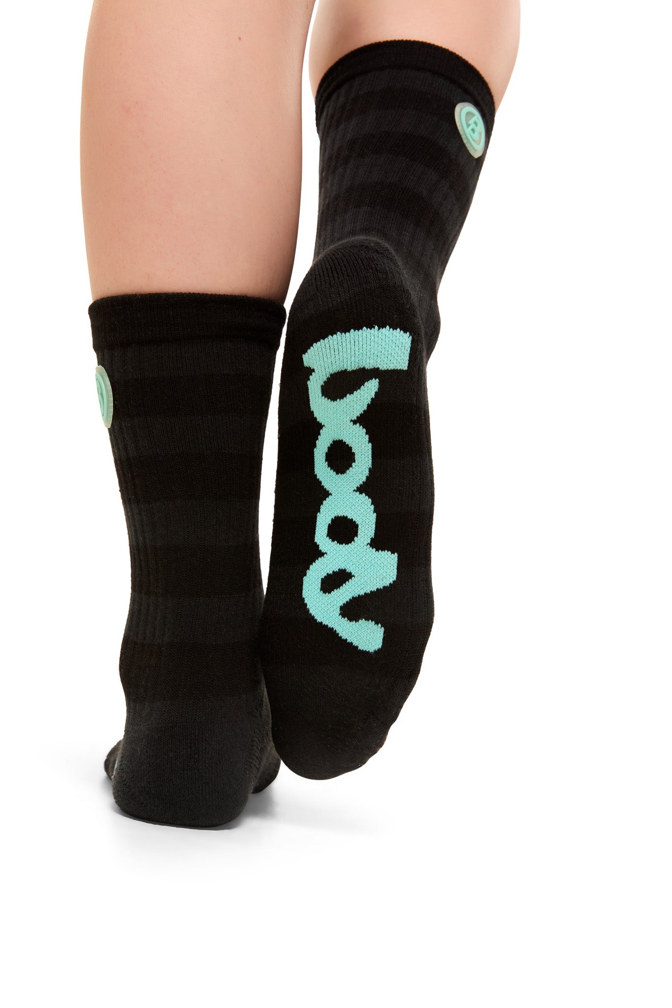 STRIPED KNIT SOCKS (BLACK/TIFFANY BLUE)