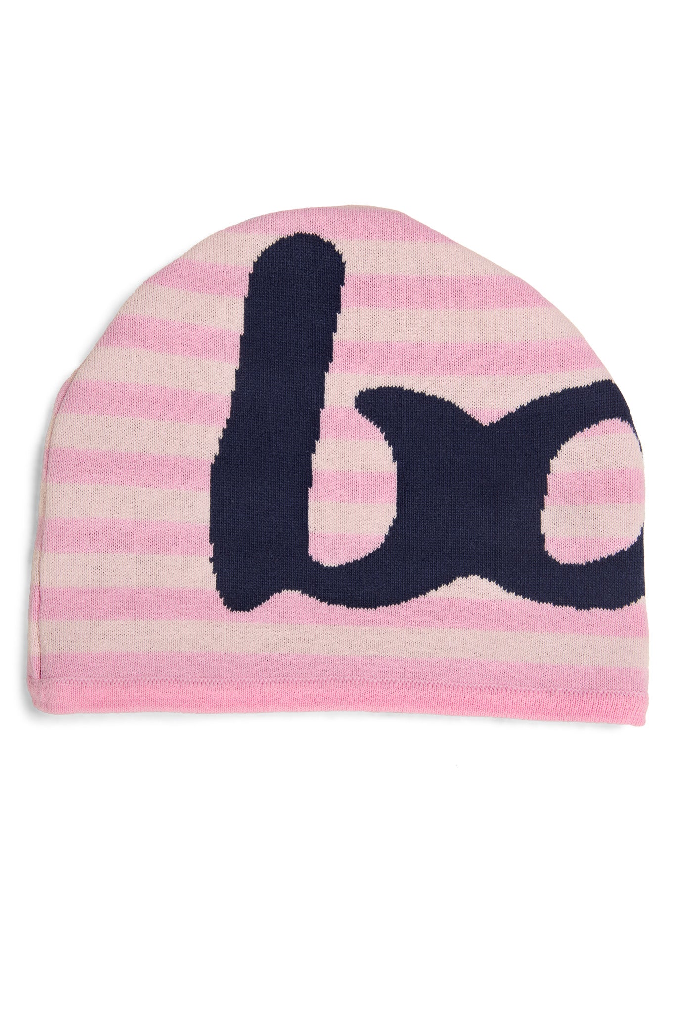 STRIPED KNIT BEANIE (PINK/NAVY)