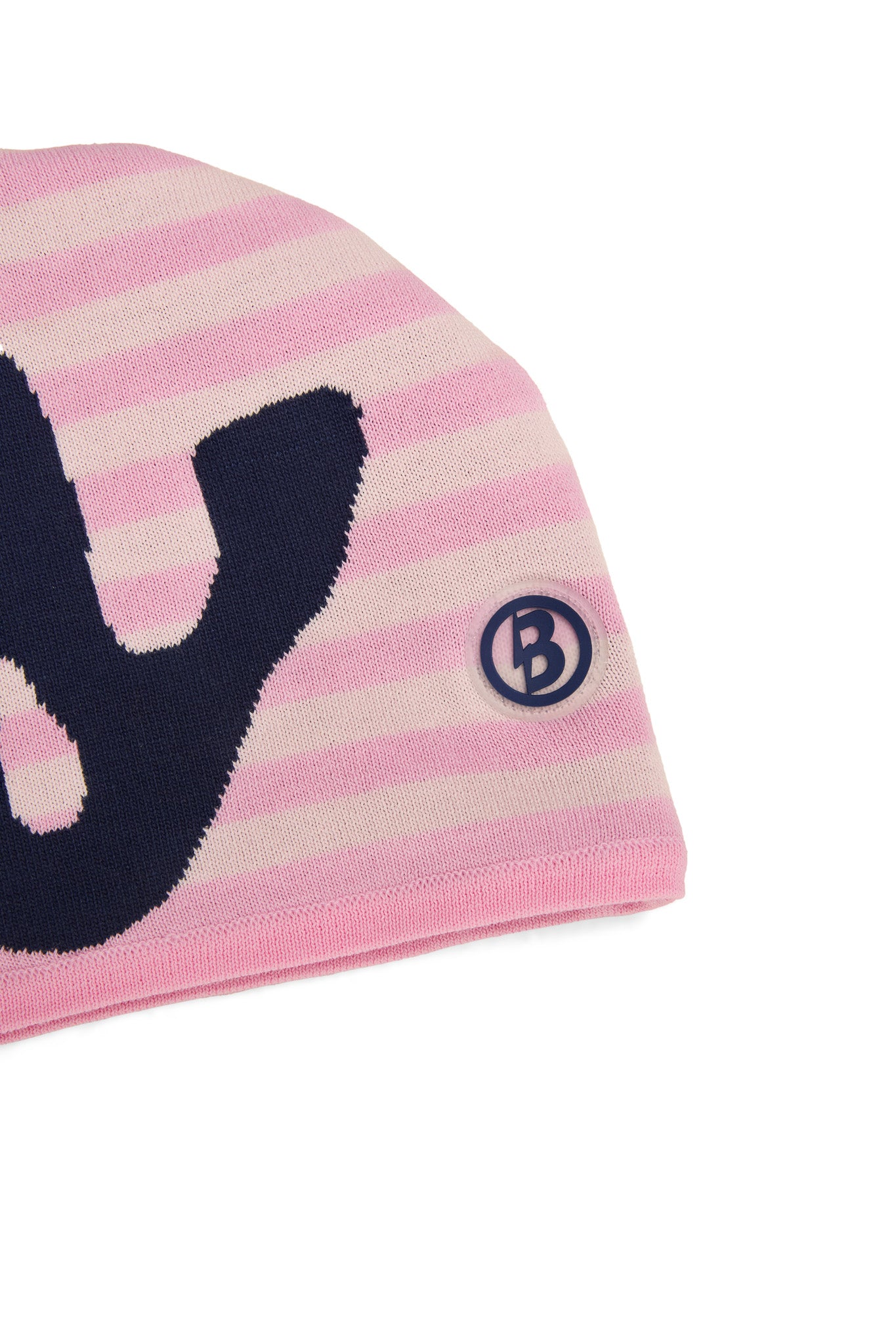 STRIPED KNIT BEANIE (PINK/NAVY)