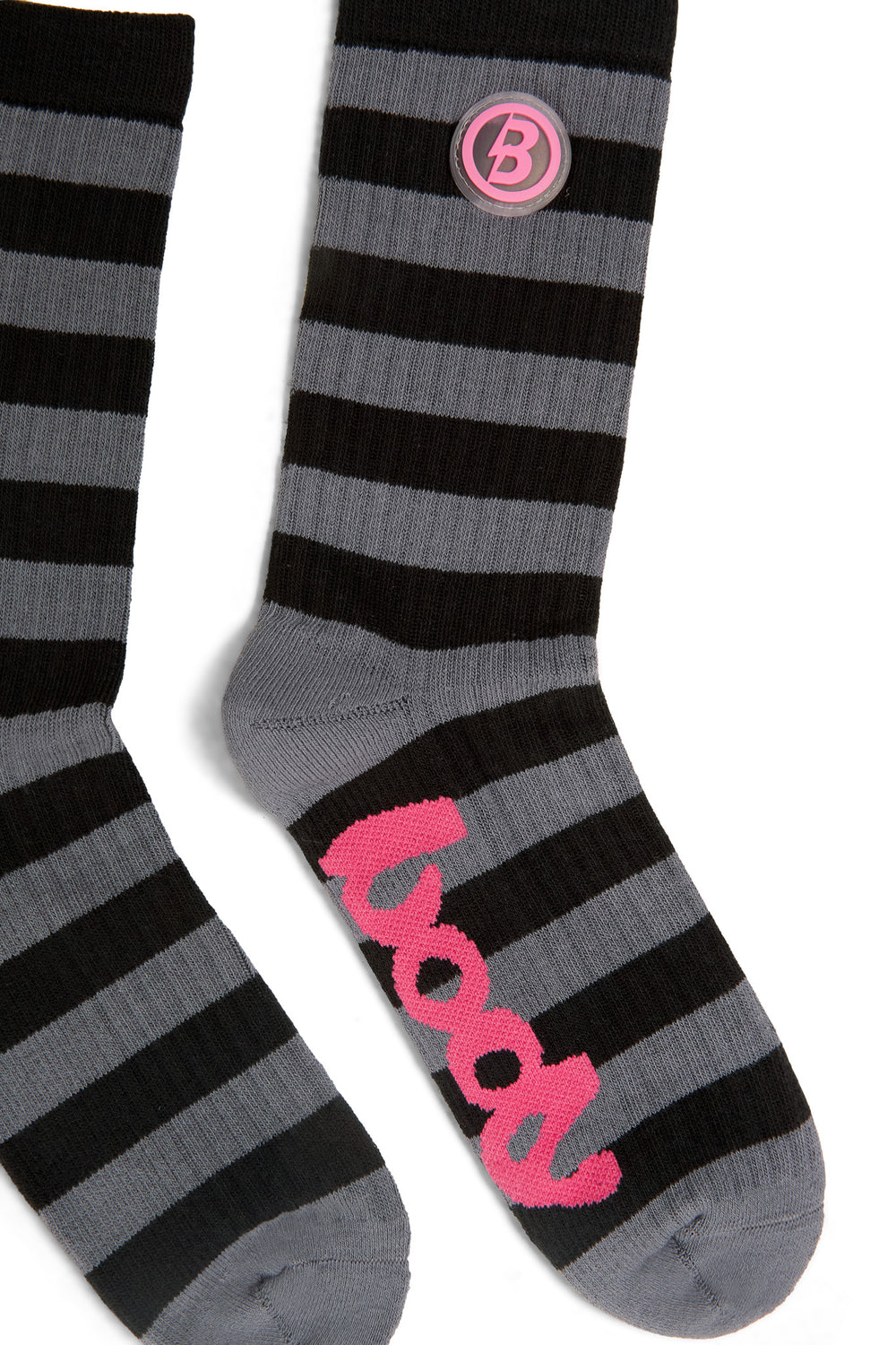 STRIPED KNIT SOCKS (CHARCOAL/PINK)