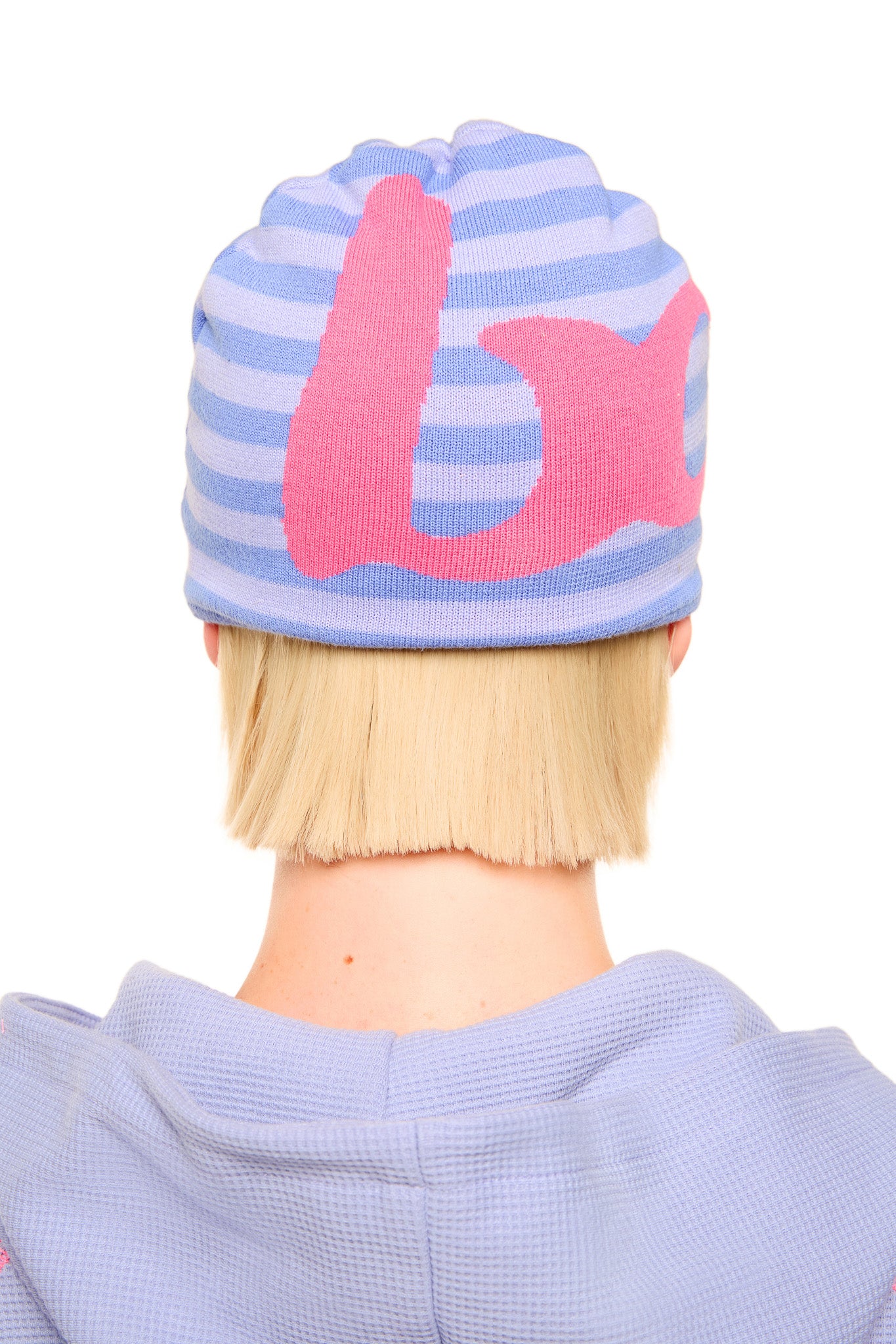 STRIPED KNIT BEANIE (LAVENDER/PINK)