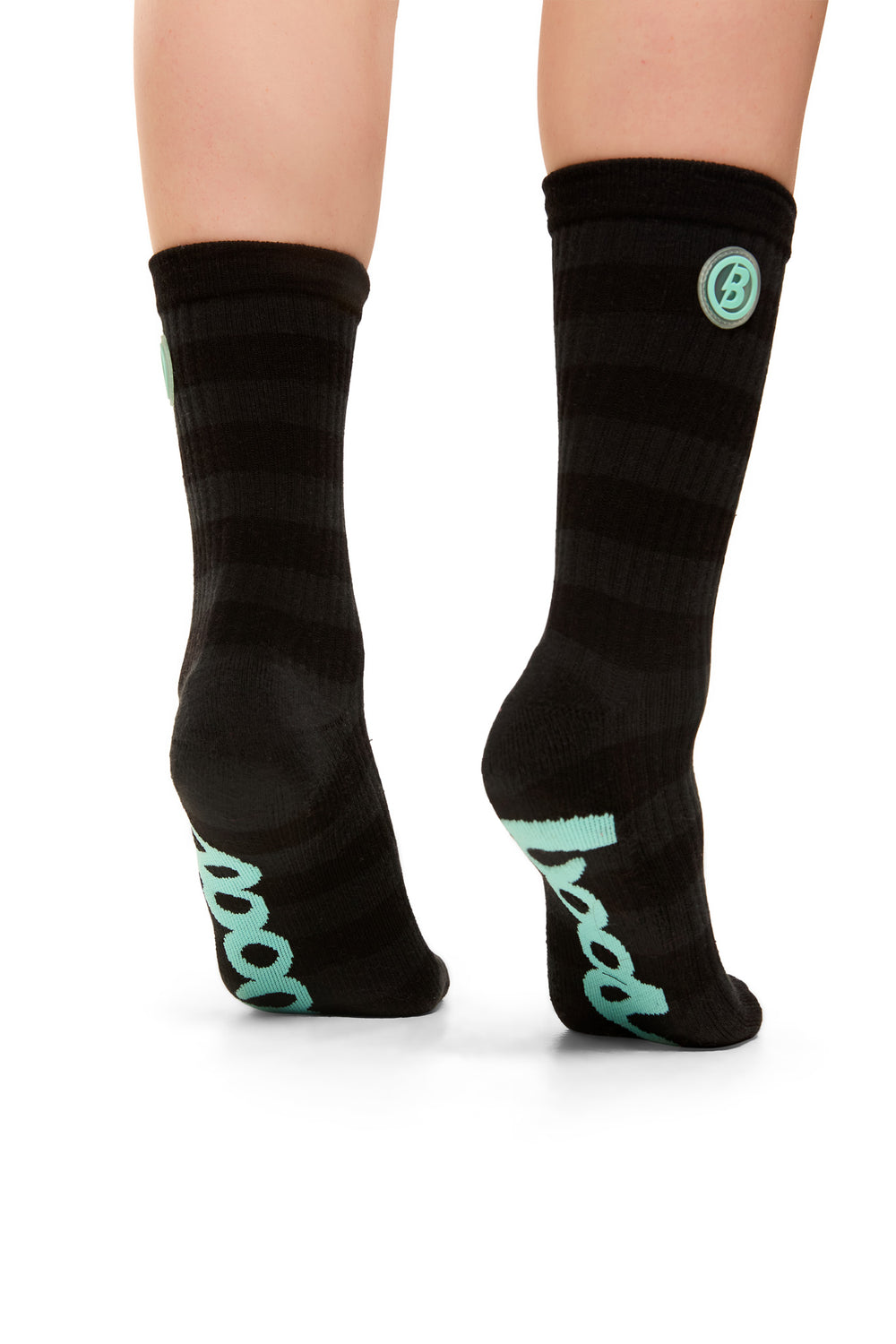 STRIPED KNIT SOCKS (BLACK/TIFFANY BLUE)