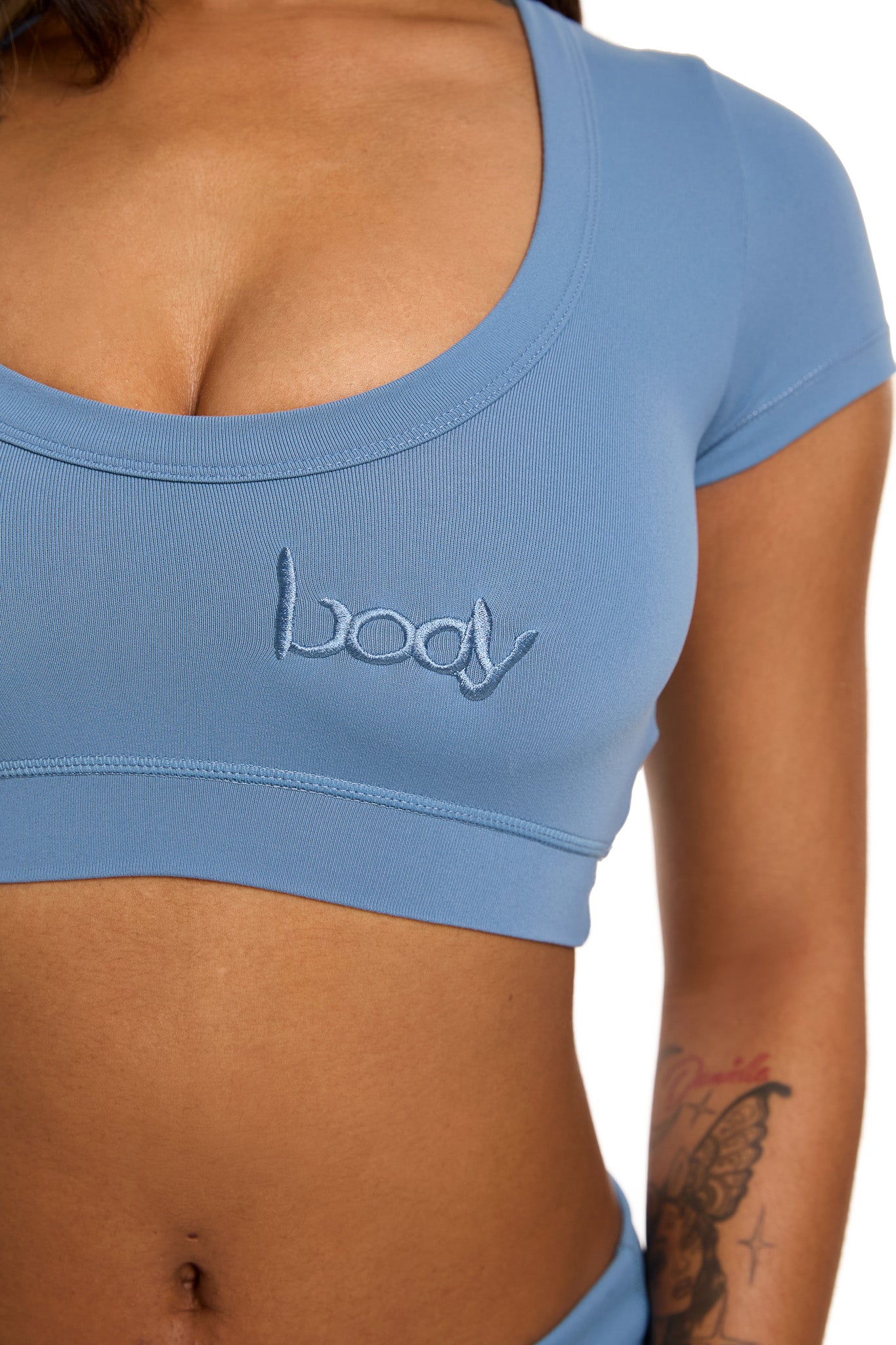 YOGA CROP TOP (DENIM BLUE)