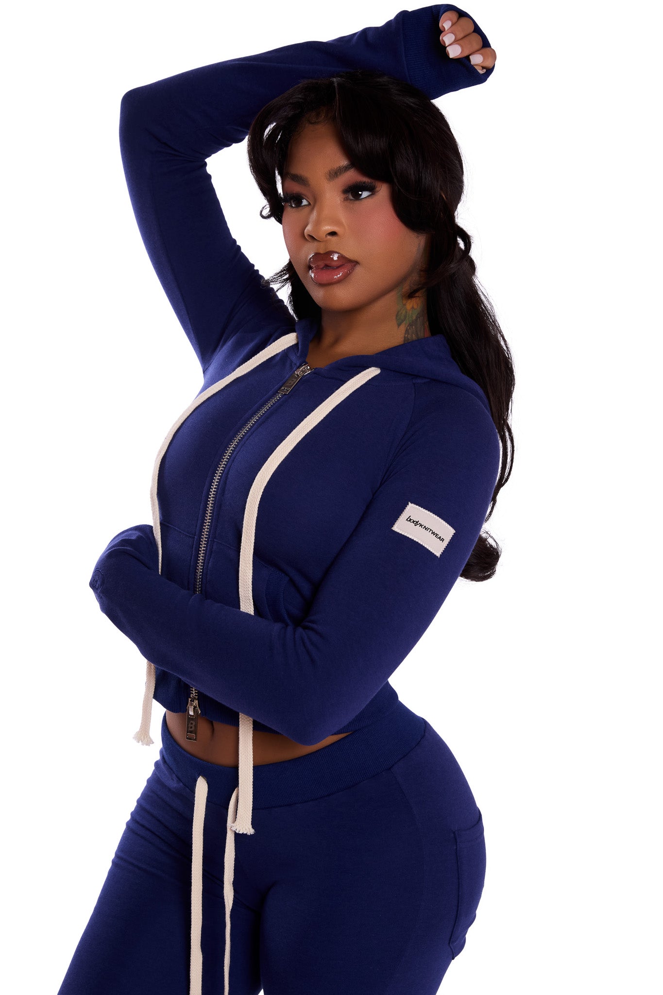 BoTT VERDY パーカー　NAVY BLUE VICKY Girls BODY KNITWEAR ZIP HOODIE (NAVY) — Body by Raven Tracy