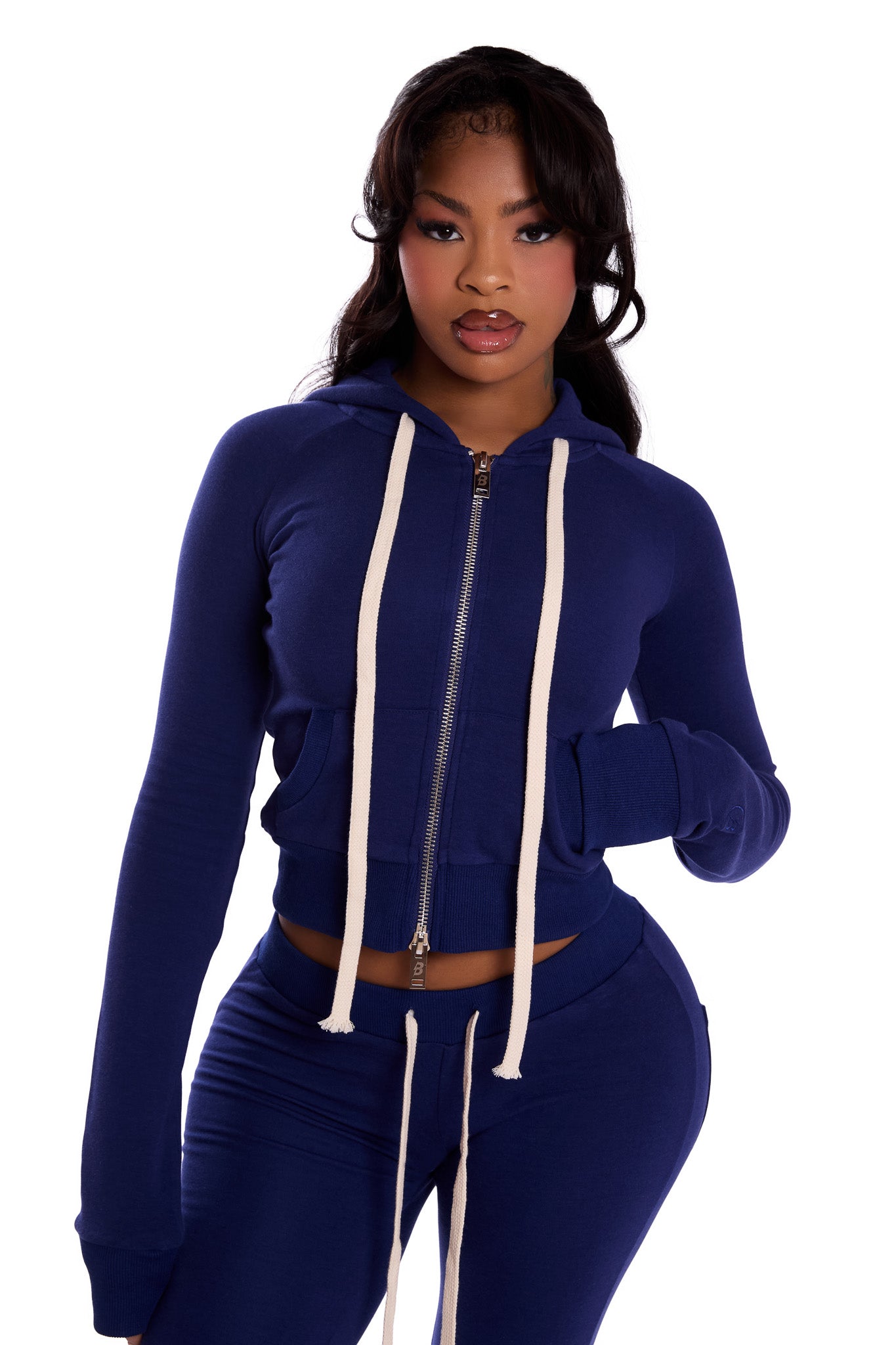 BODY KNITWEAR ZIP HOODIE (NAVY) — Body by Raven Tracy