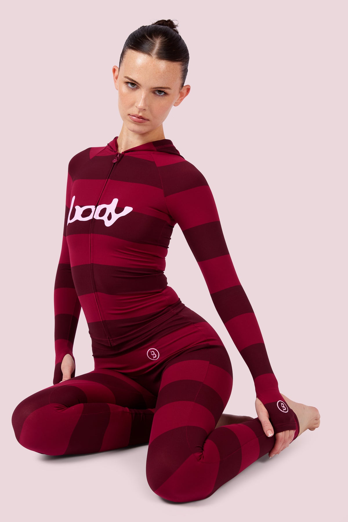 BODY BASICS 2.0 HOODIE (BURGUNDY ROSE STRIPE)