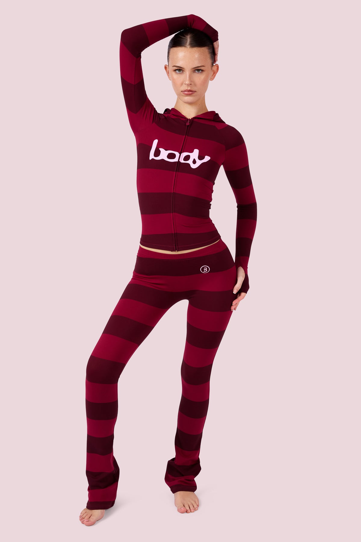 BODY BASICS 2.0 HOODIE (BURGUNDY ROSE STRIPE)